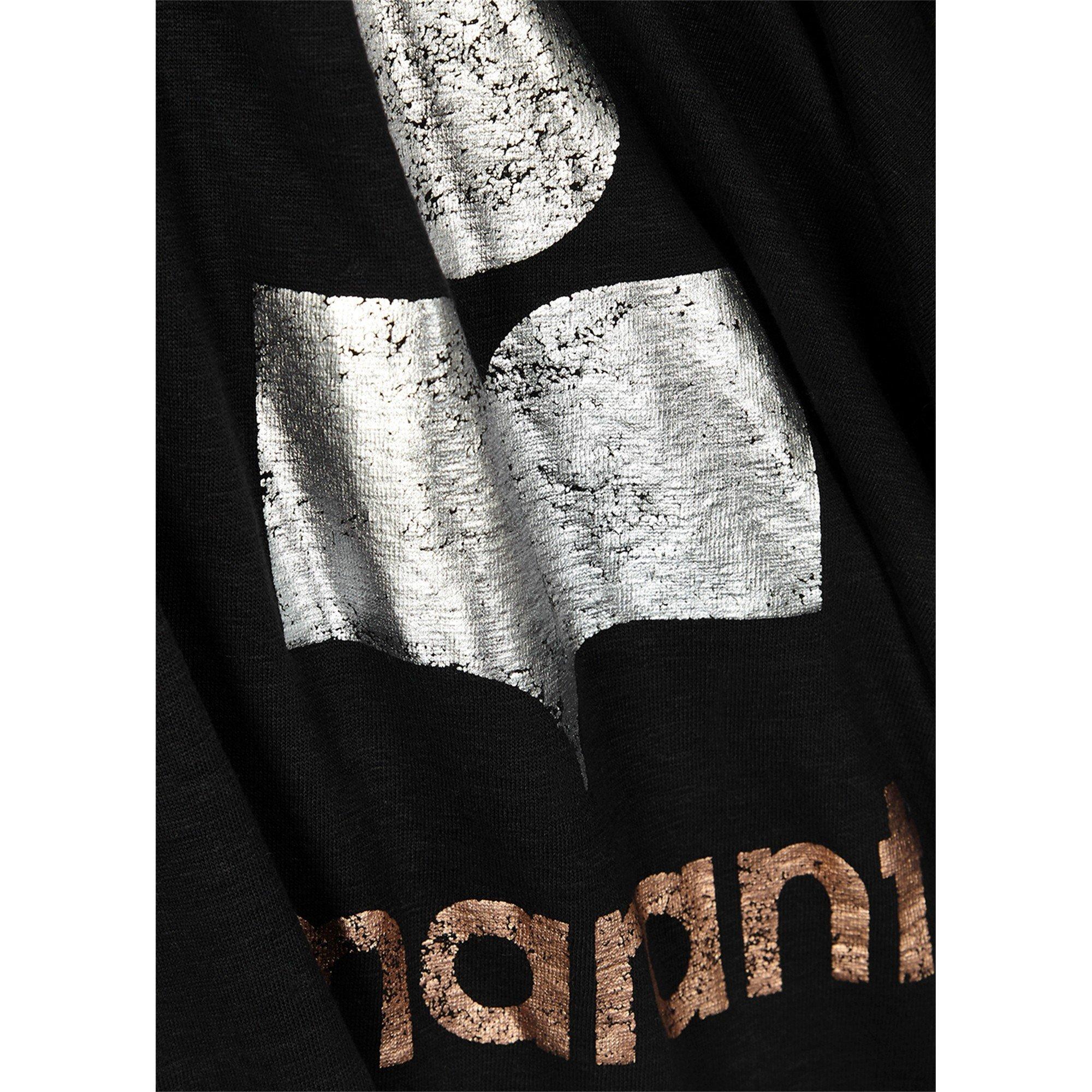 SCHWARZ UND SILBER - Marant Etoile - TS KOLDI METALLIC LOGO T-SHIRT - 4