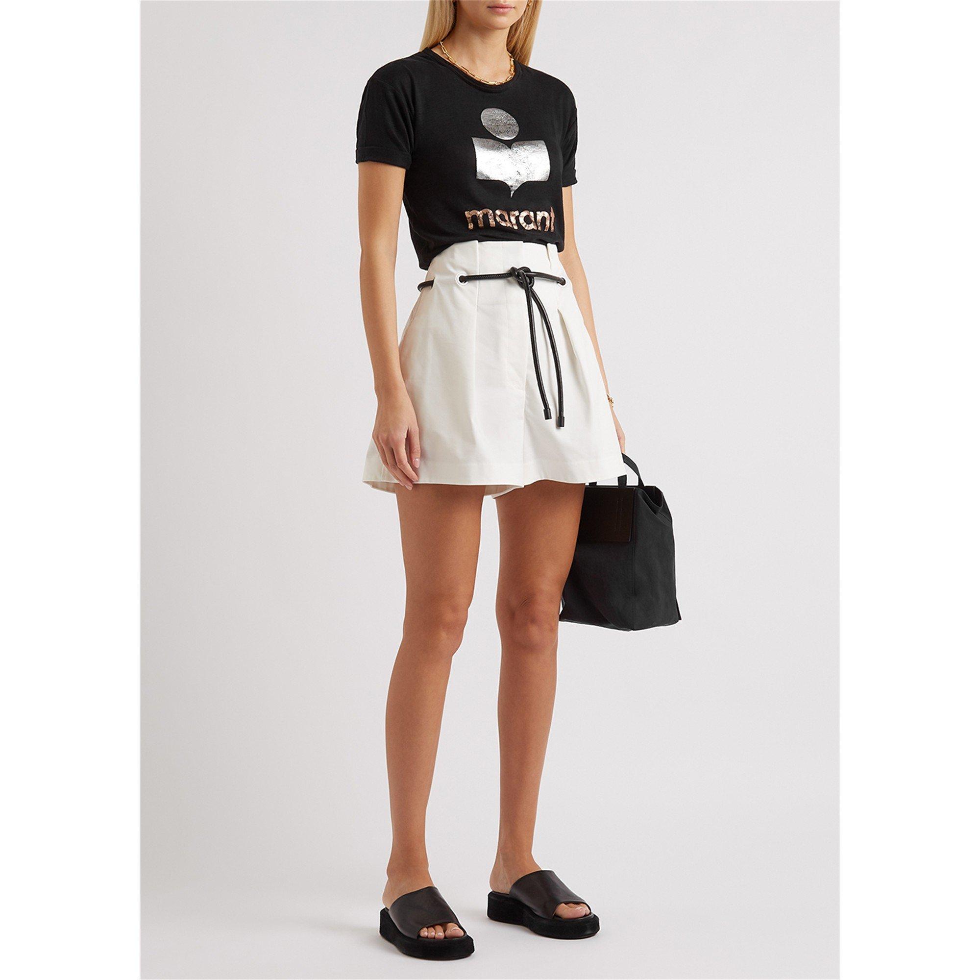 SCHWARZ UND SILBER - Marant Etoile - TS KOLDI METALLIC LOGO T-SHIRT - 5