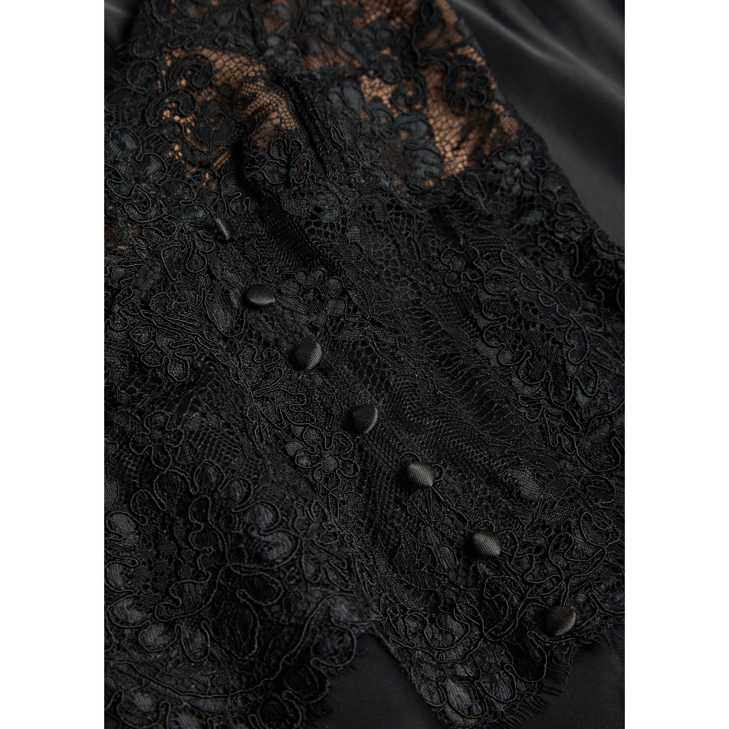 BLACK - Self Portrait - LD BLACK SATIN LACE MIDI DRESS - 4