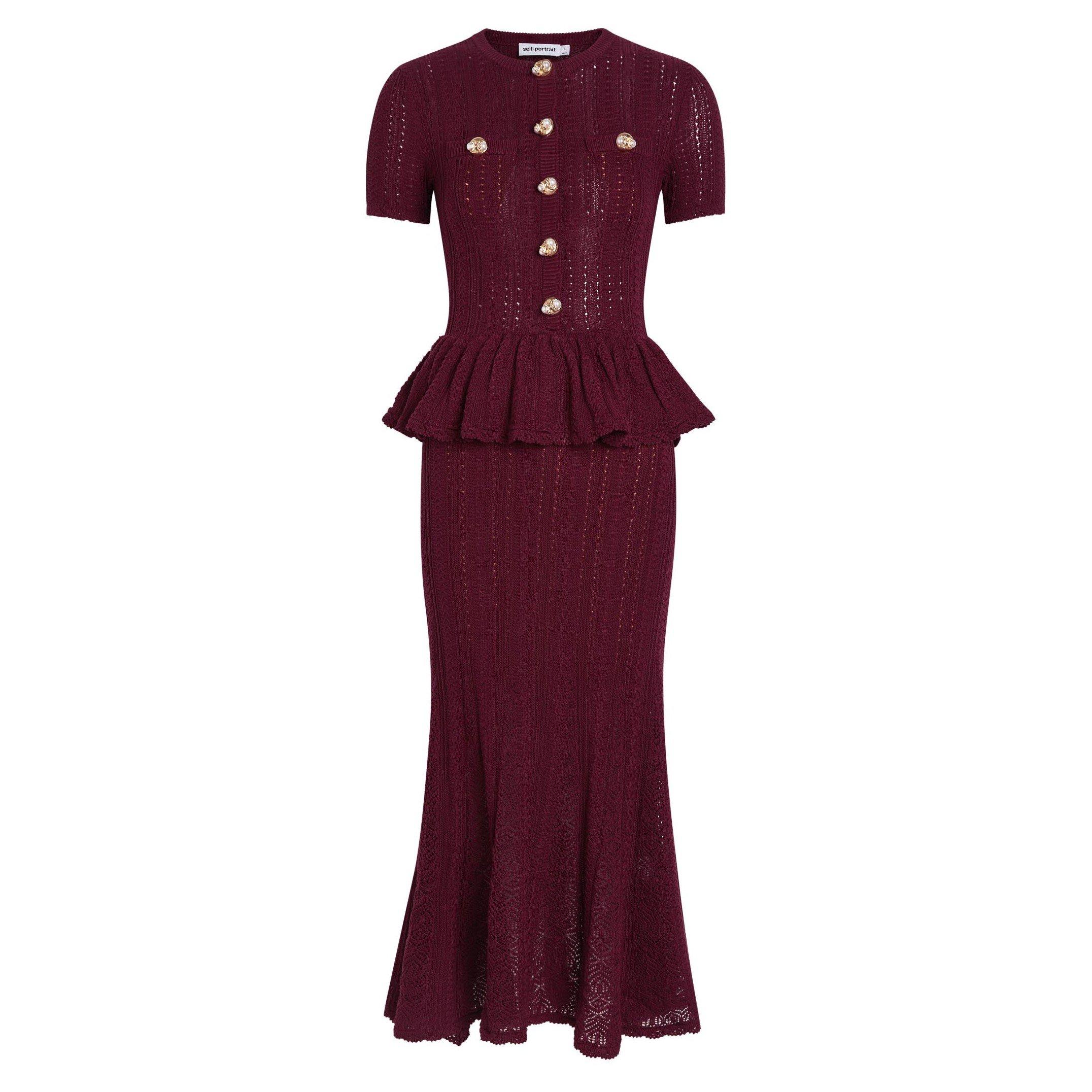 BURGUNDY - Self Portrait - LD BURGUNDY PEPLUM KNIT D