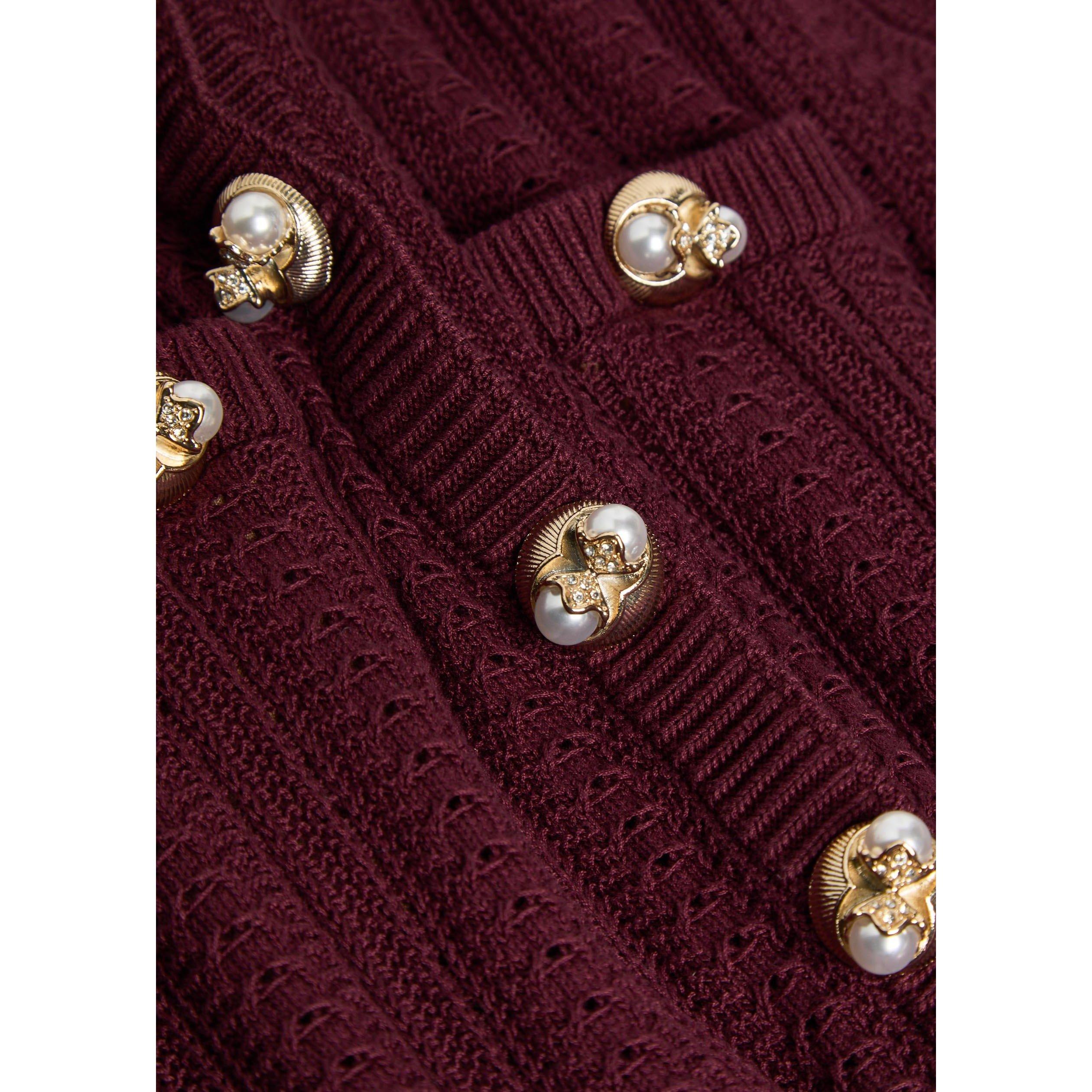 BURGUNDY - Self Portrait - LD BURGUNDY PEPLUM KNIT DRESS - 4