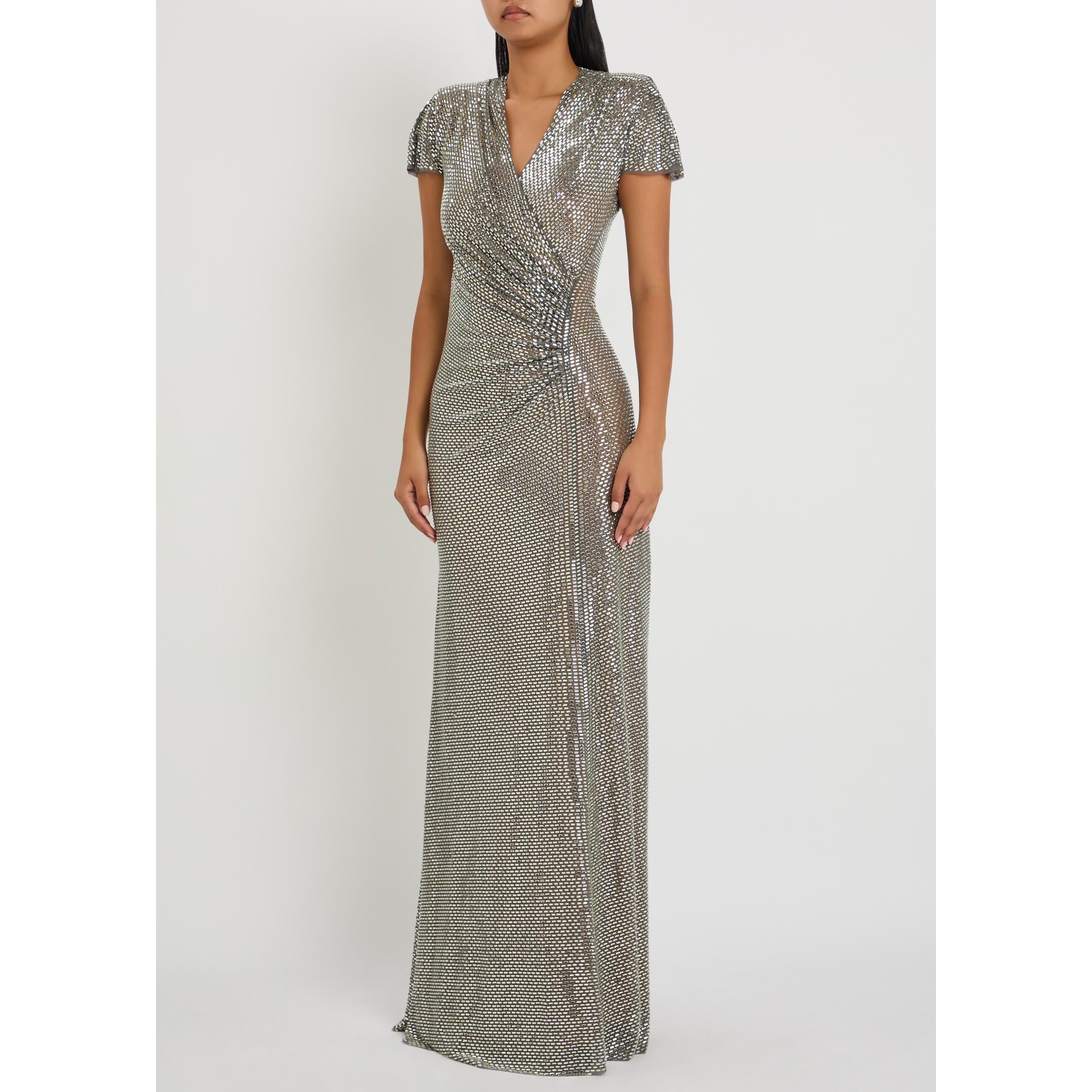 GREY - Self Portrait - LD RHINESTONE MESH MAXI DRESS - 2