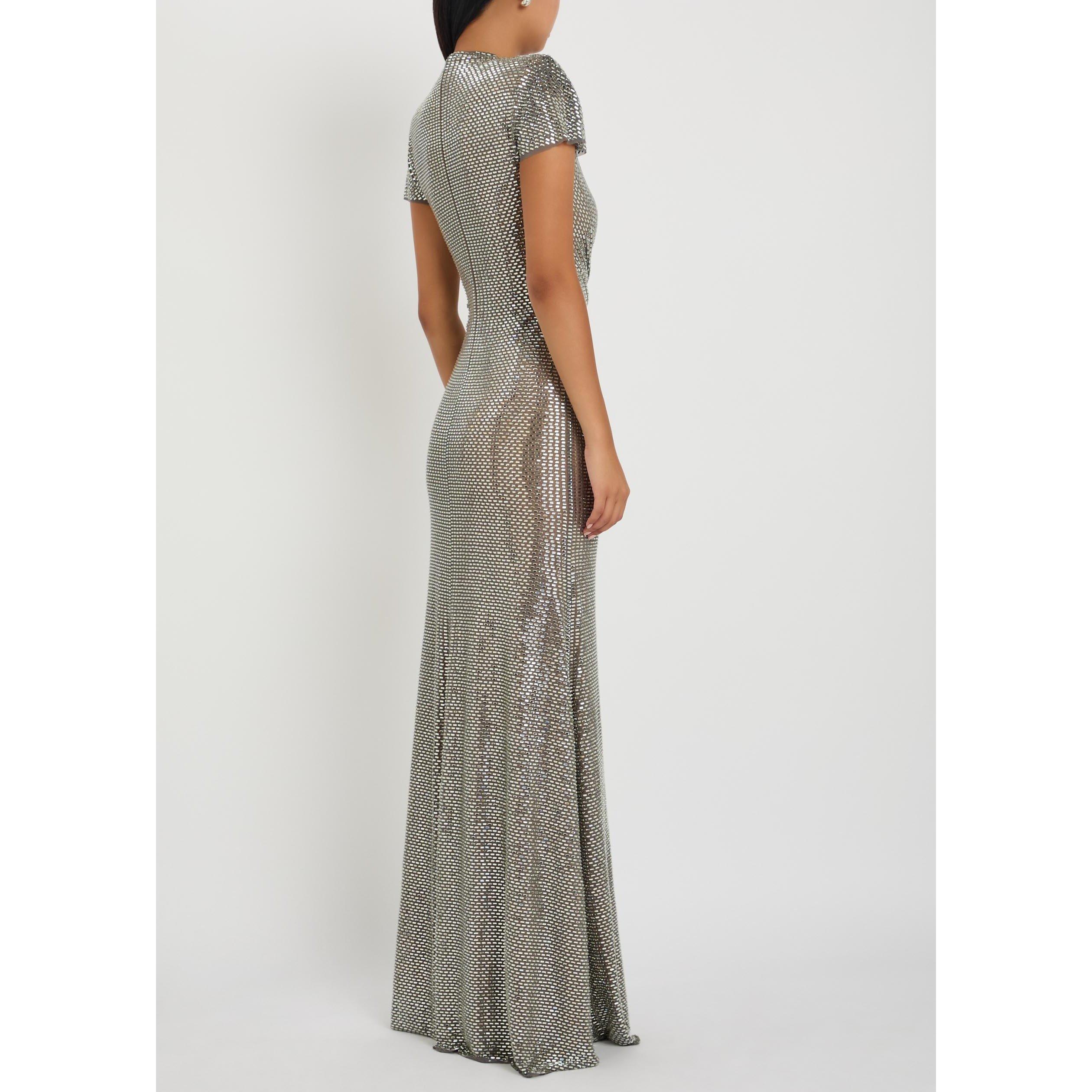 GREY - Self Portrait - LD RHINESTONE MESH MAXI DRESS - 3