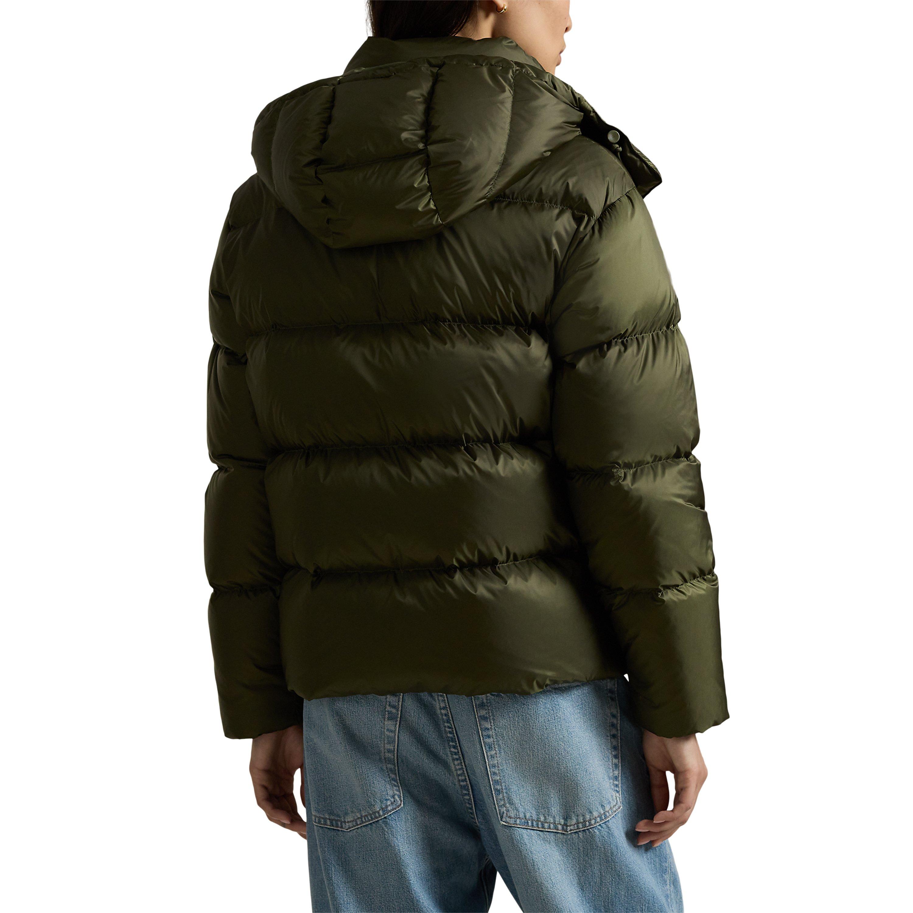 Olive - Polo Ralph Lauren - Women's Carly Water-Repellent Quilted Duck Down Wind Resistant Detachable Hood Short Puffer Jacket - 2