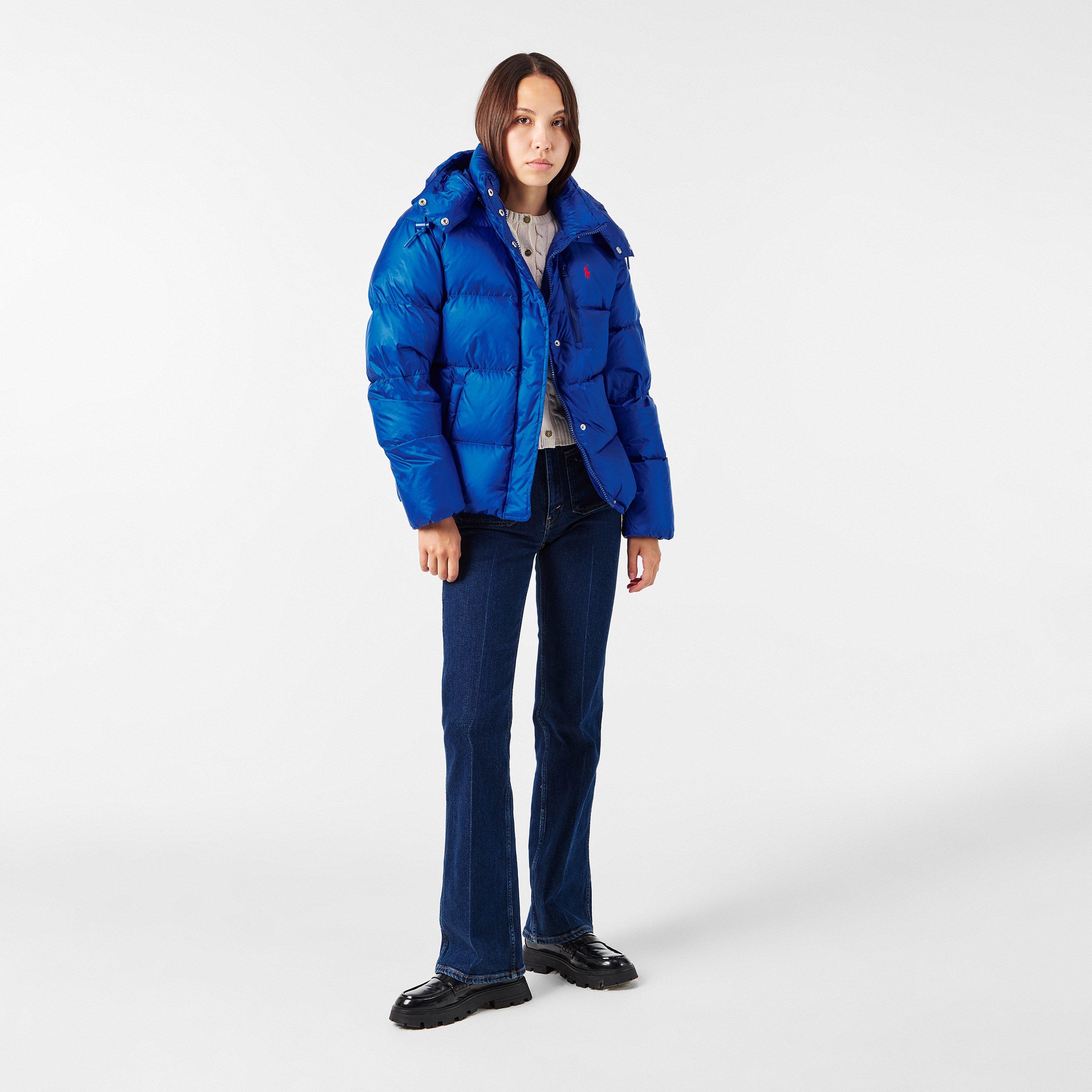 New Iris - Polo Ralph Lauren - Women's Carly Water-Repellent Quilted Duck Down Wind Resistant Detachable Hood Short Puffer Jacket - 6