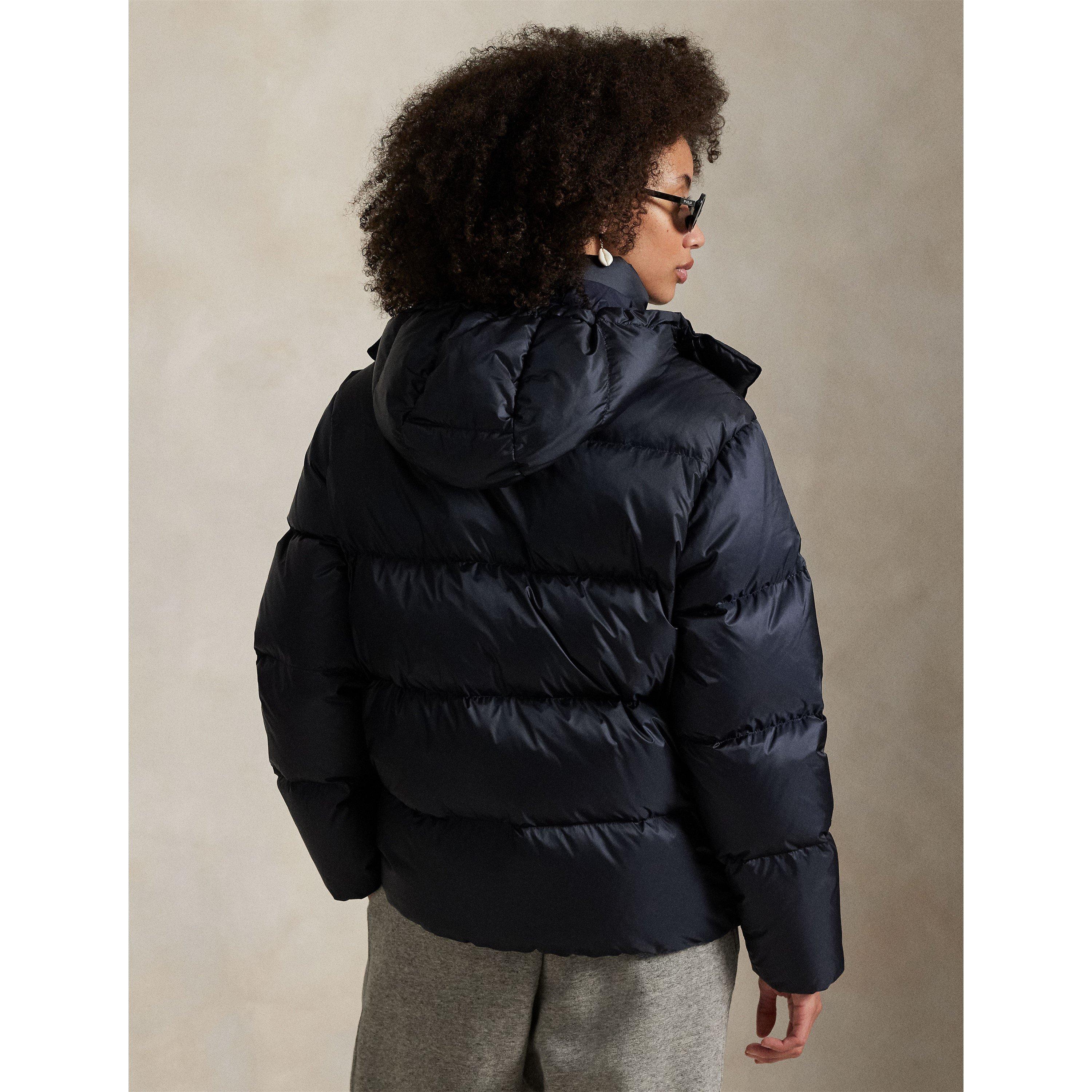 RL Navy - Polo Ralph Lauren - Women's Carly Water-Repellent Quilted Duck Down Wind Resistant Detachable Hood Short Puffer Jacket - 3