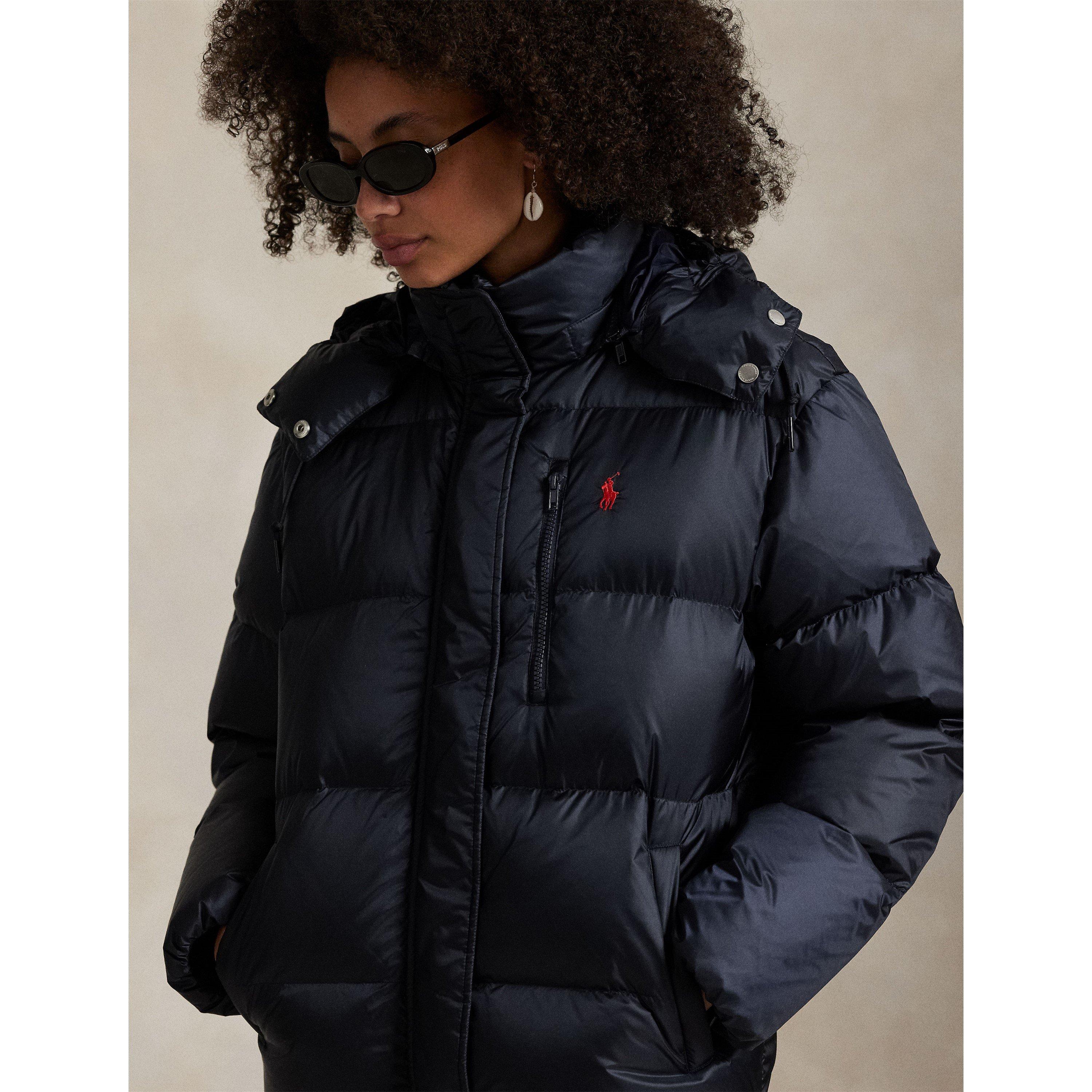 RL Navy - Polo Ralph Lauren - Women's Carly Water-Repellent Quilted Duck Down Wind Resistant Detachable Hood Short Puffer Jacket - 4