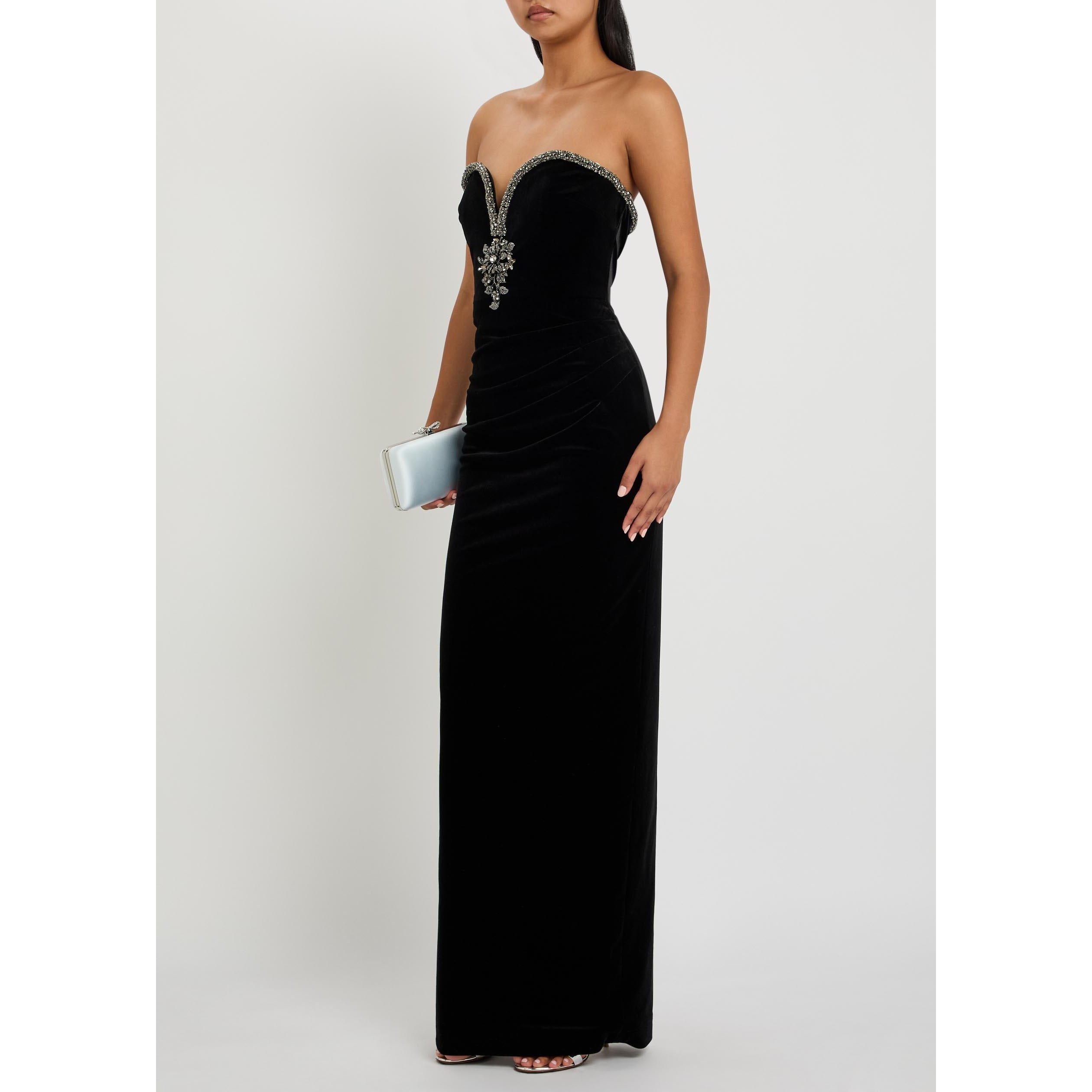 BLACK - Self Portrait - LD BLACK VELVET MAXI DRESS - 5