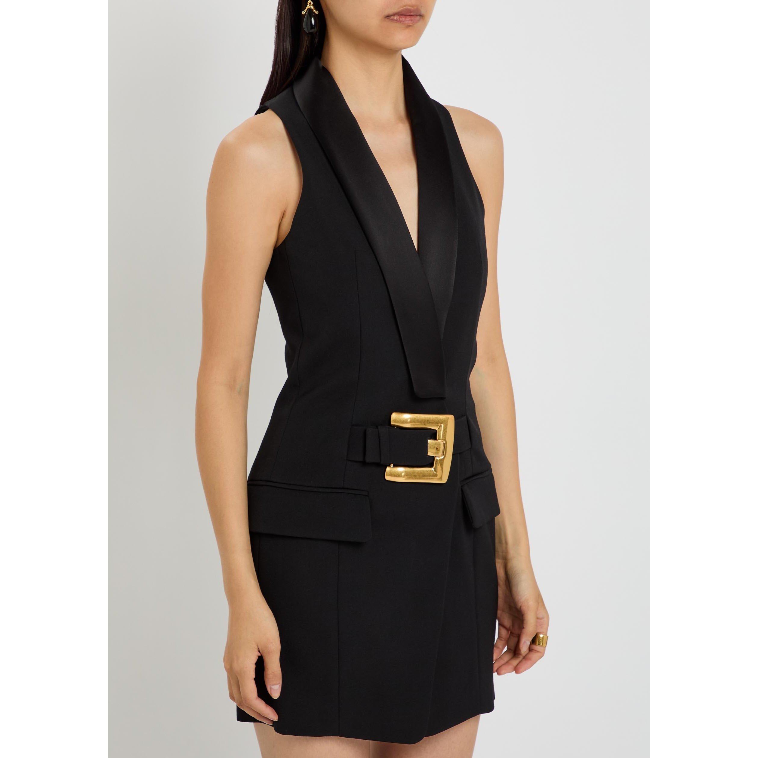 BLACK - Balmain - SL 2 PKTS BELTED GDP SHORT DRE - 2