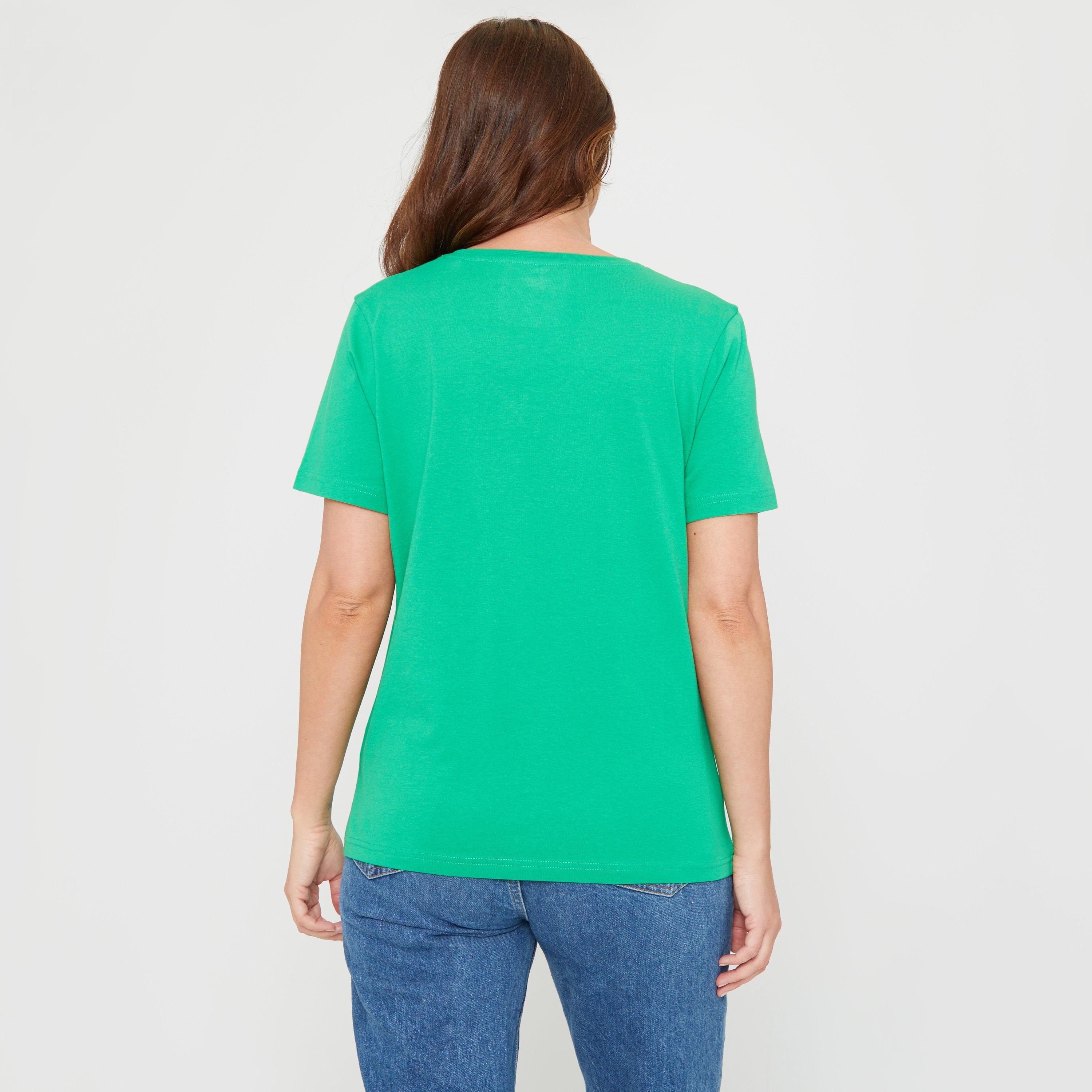 Grün - Be You - Regular Fit V-Neck T-Shirt - 2