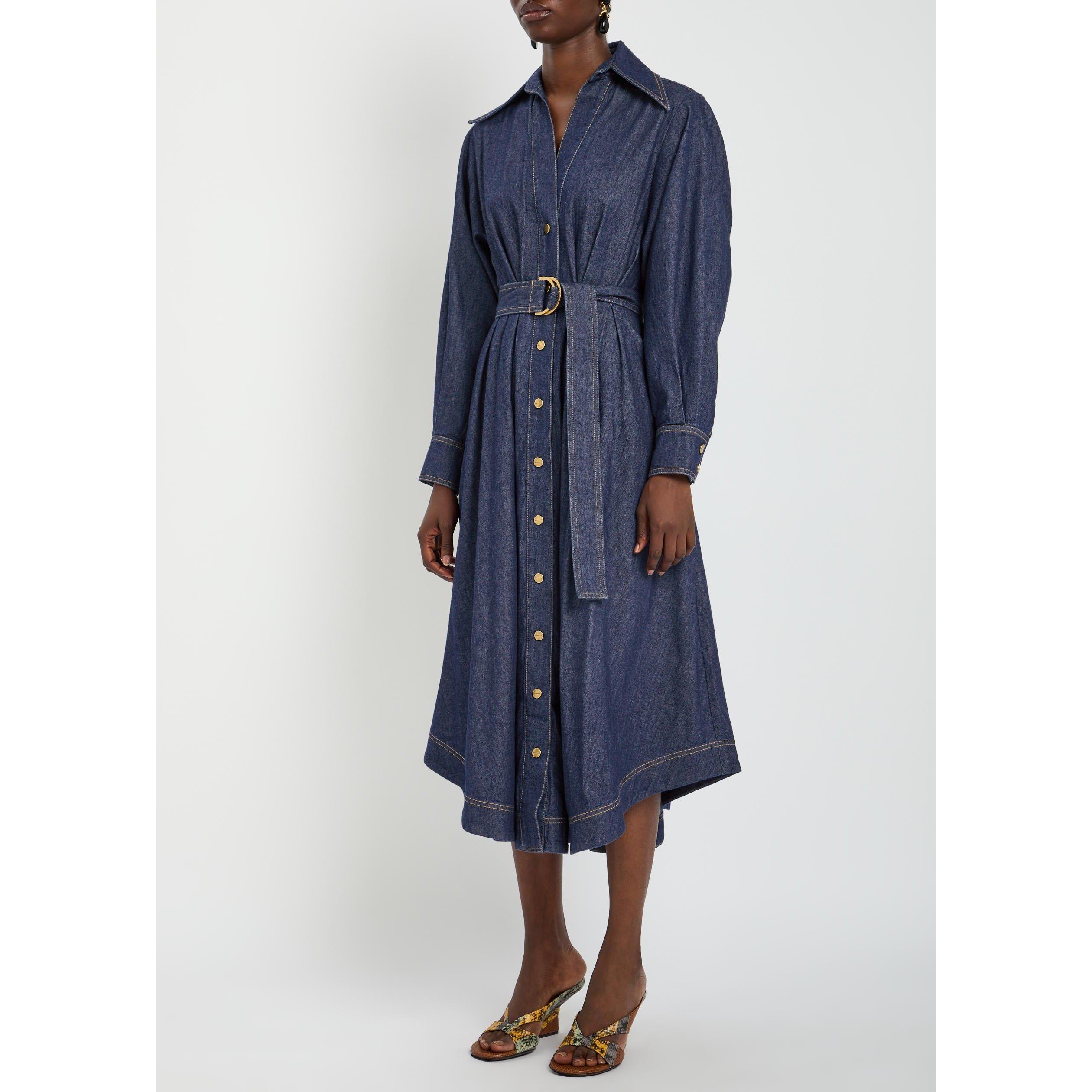 NAVY - Zimmermann - Women's Denim Midi Shirt-Dress - 2