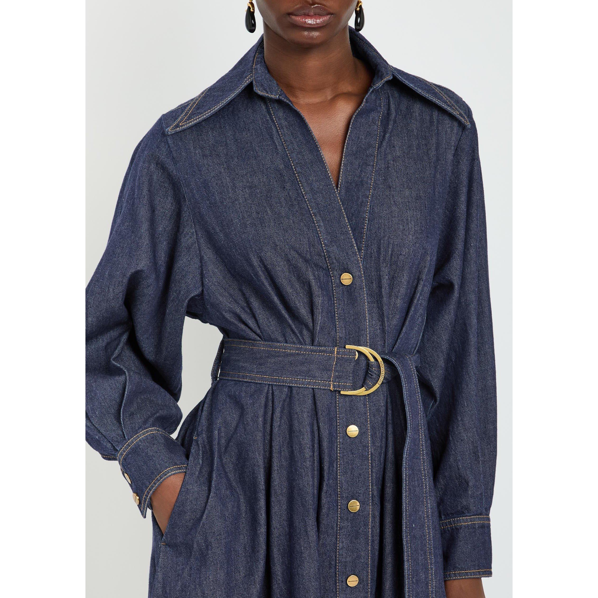NAVY - Zimmermann - Women's Denim Midi Shirt-Dress - 4