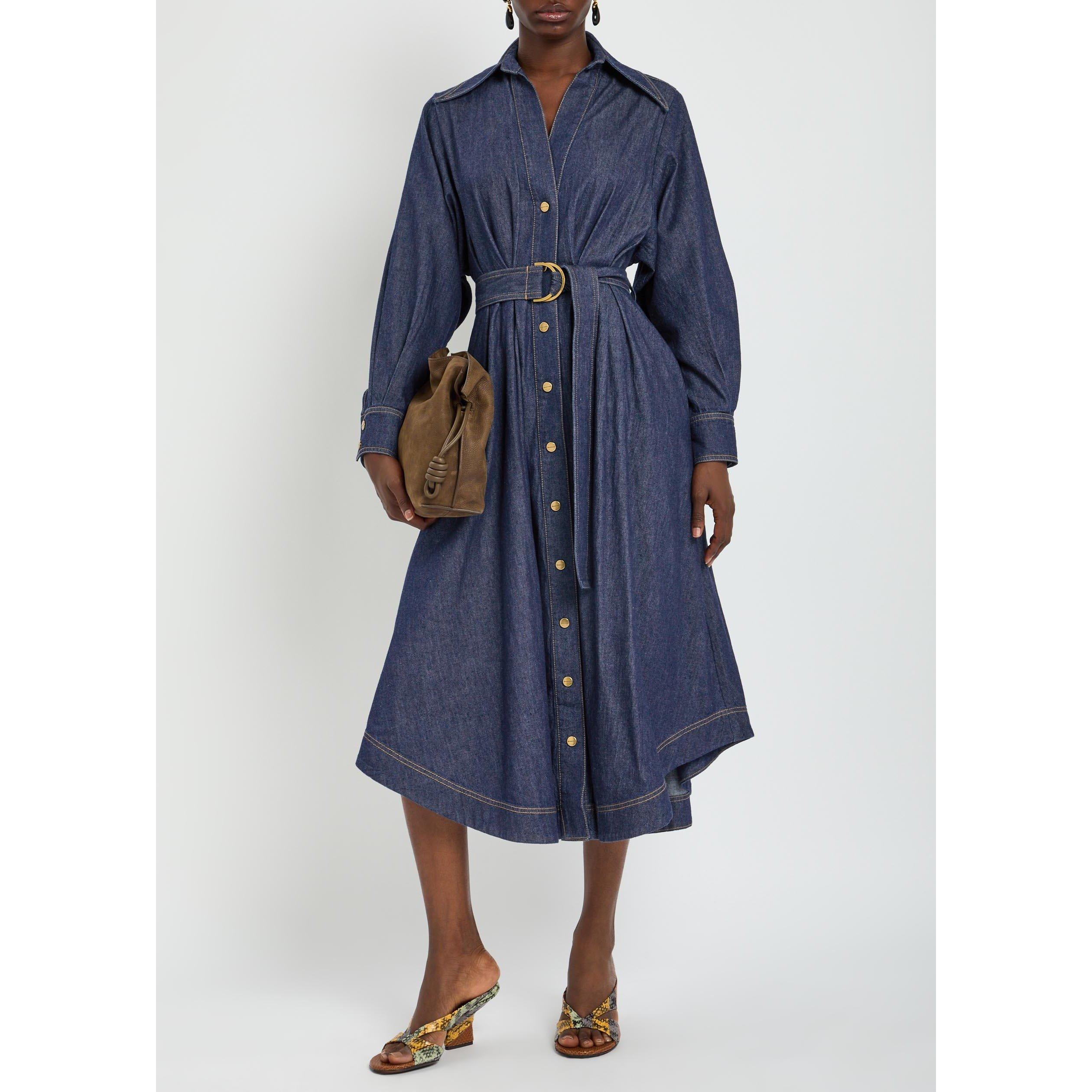 NAVY - Zimmermann - Women's Denim Midi Shirt-Dress - 5
