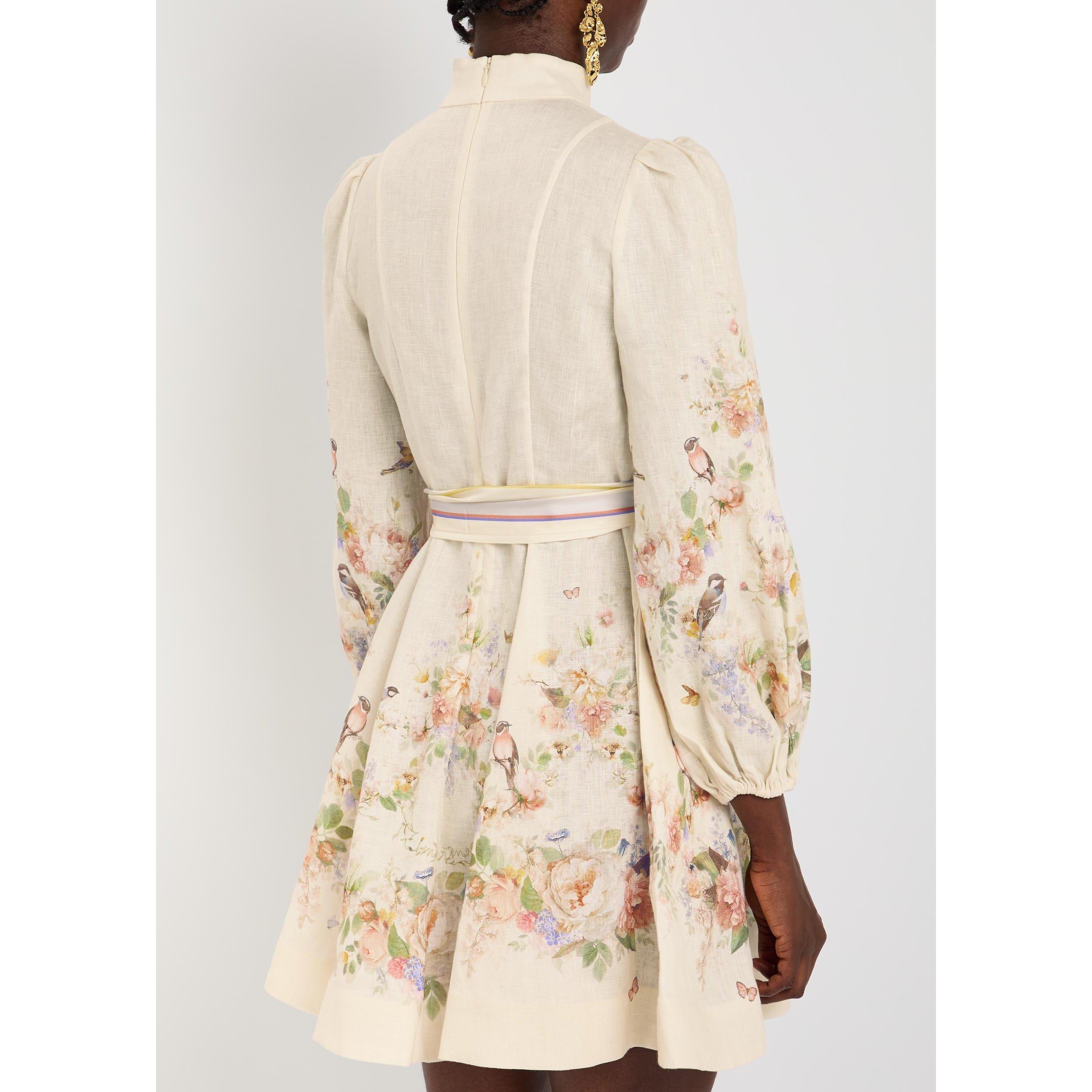 CREAM AND OTHER - Zimmermann - Women's Valiant Button Linen Long-Sleeve Mini Dress - 3