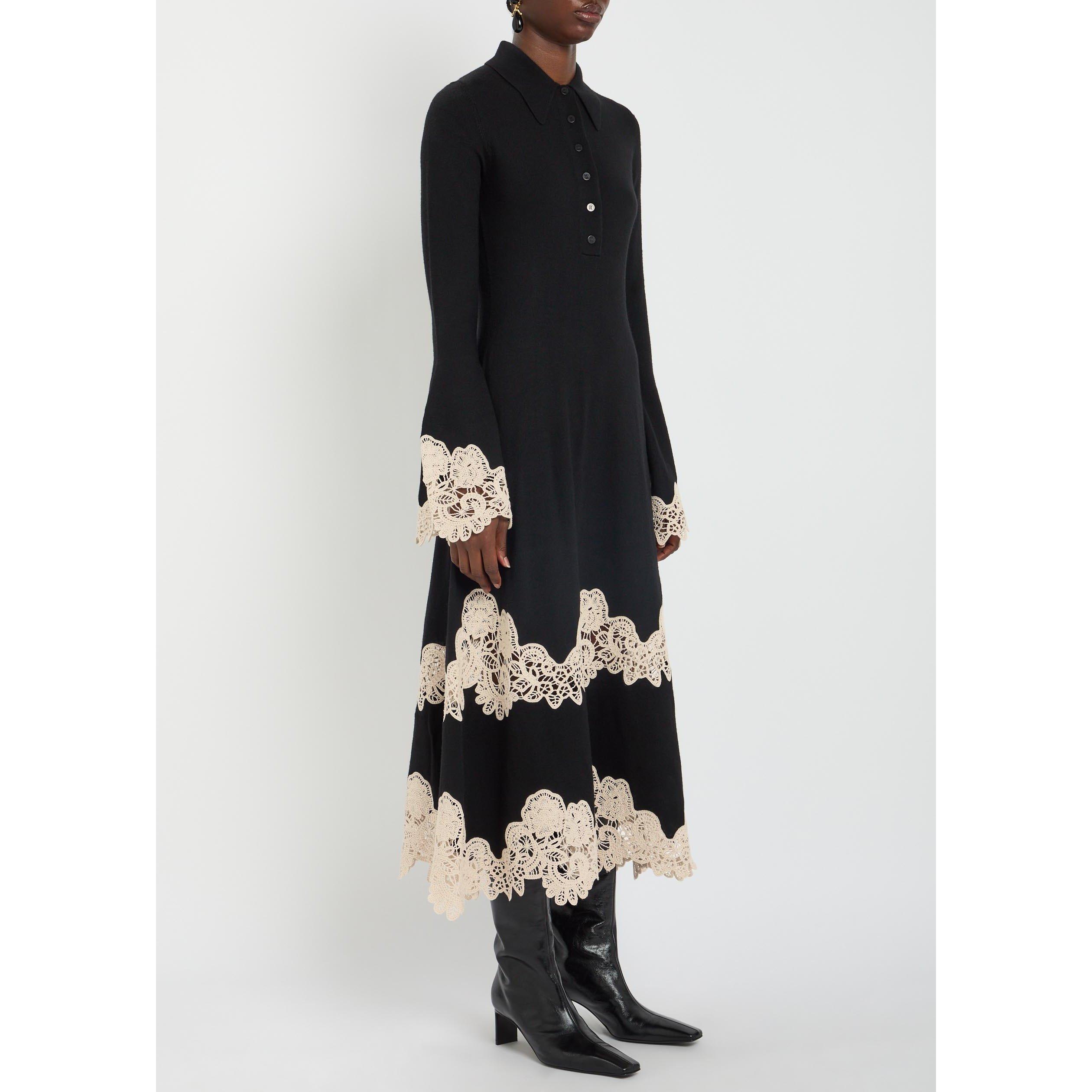 BLACK AND OTHER - Zimmermann - Women's Valiant Merino Lace Slim-Fit Shirt Dress - 2