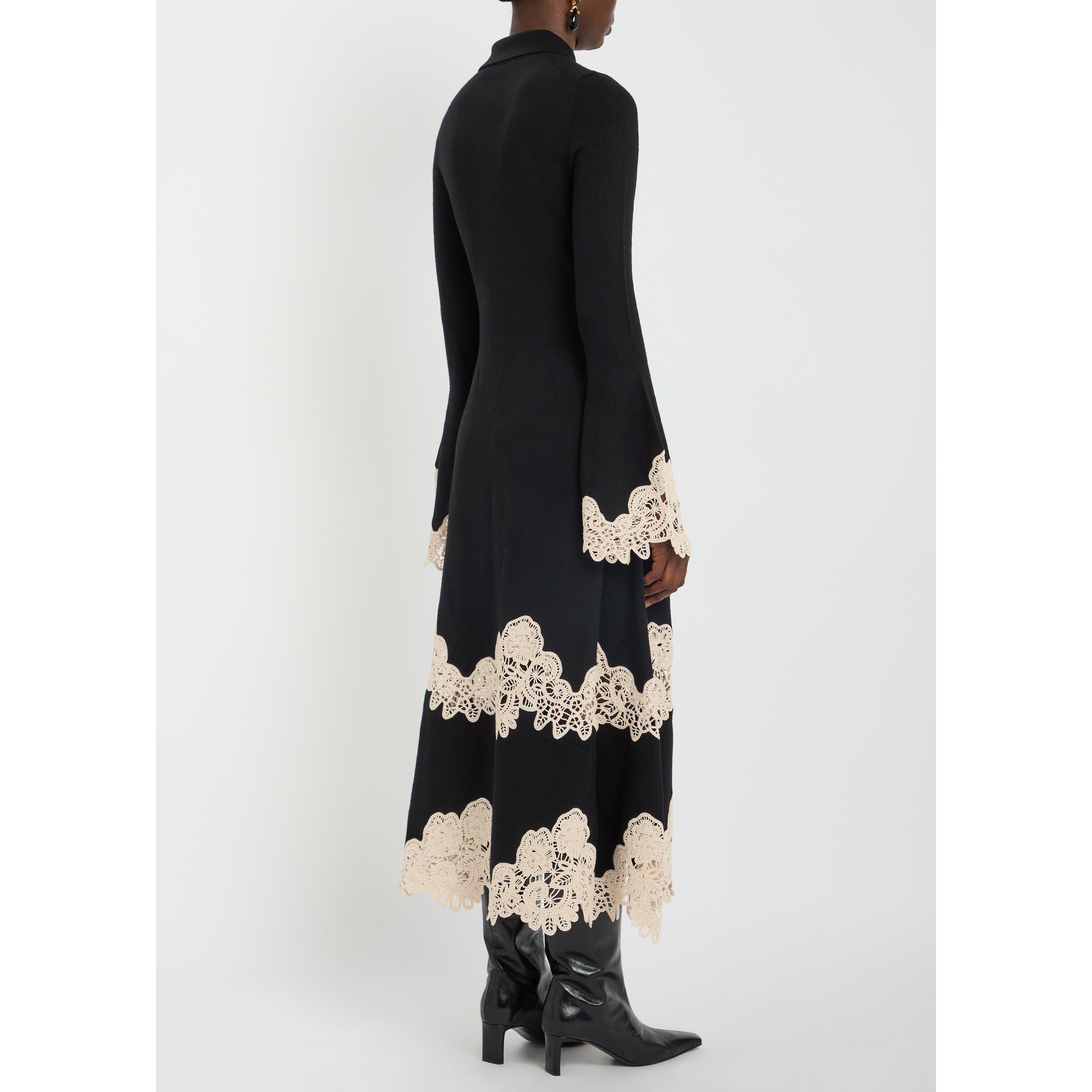 BLACK AND OTHER - Zimmermann - Women's Valiant Merino Lace Slim-Fit Shirt Dress - 3