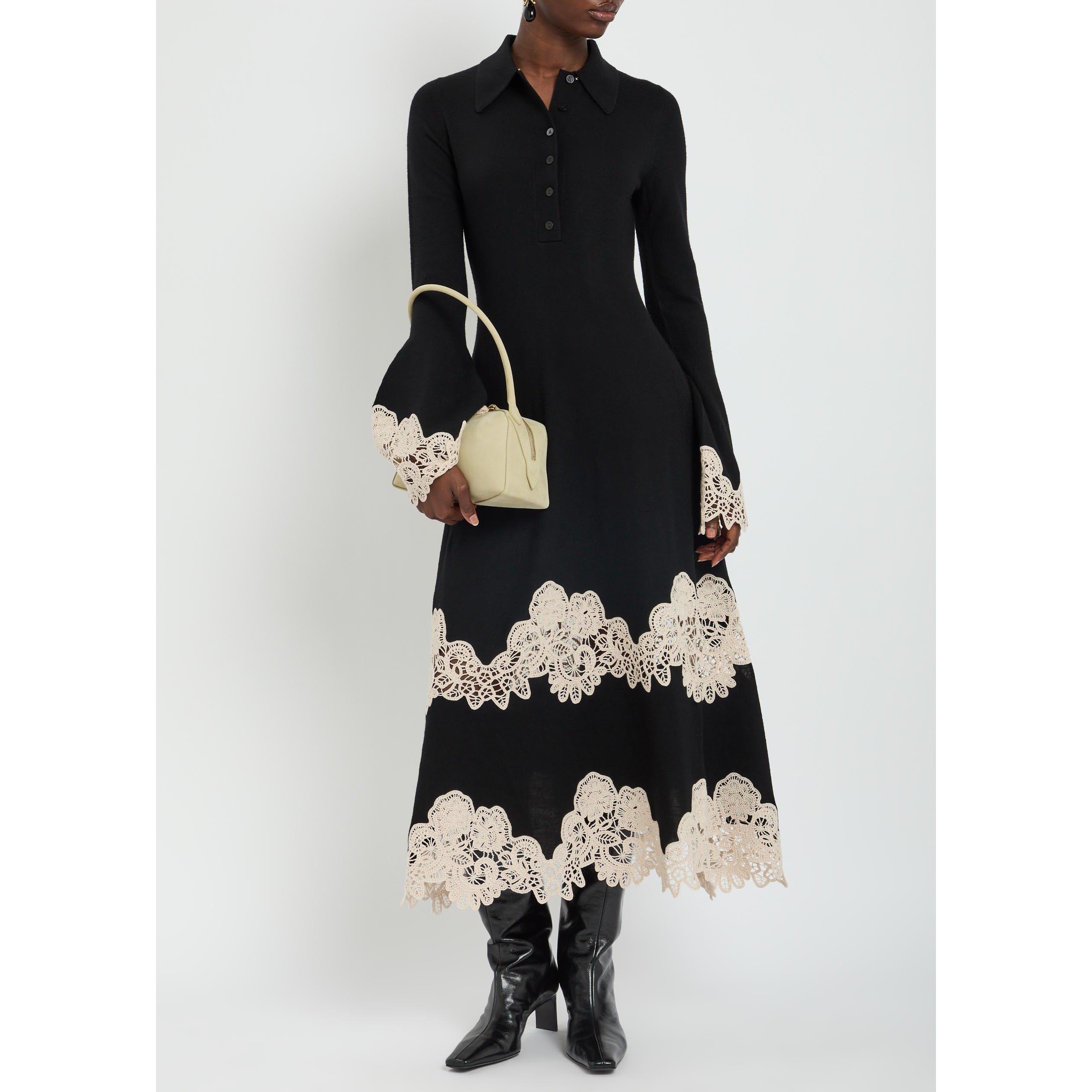 BLACK AND OTHER - Zimmermann - Women's Valiant Merino Lace Slim-Fit Shirt Dress - 4