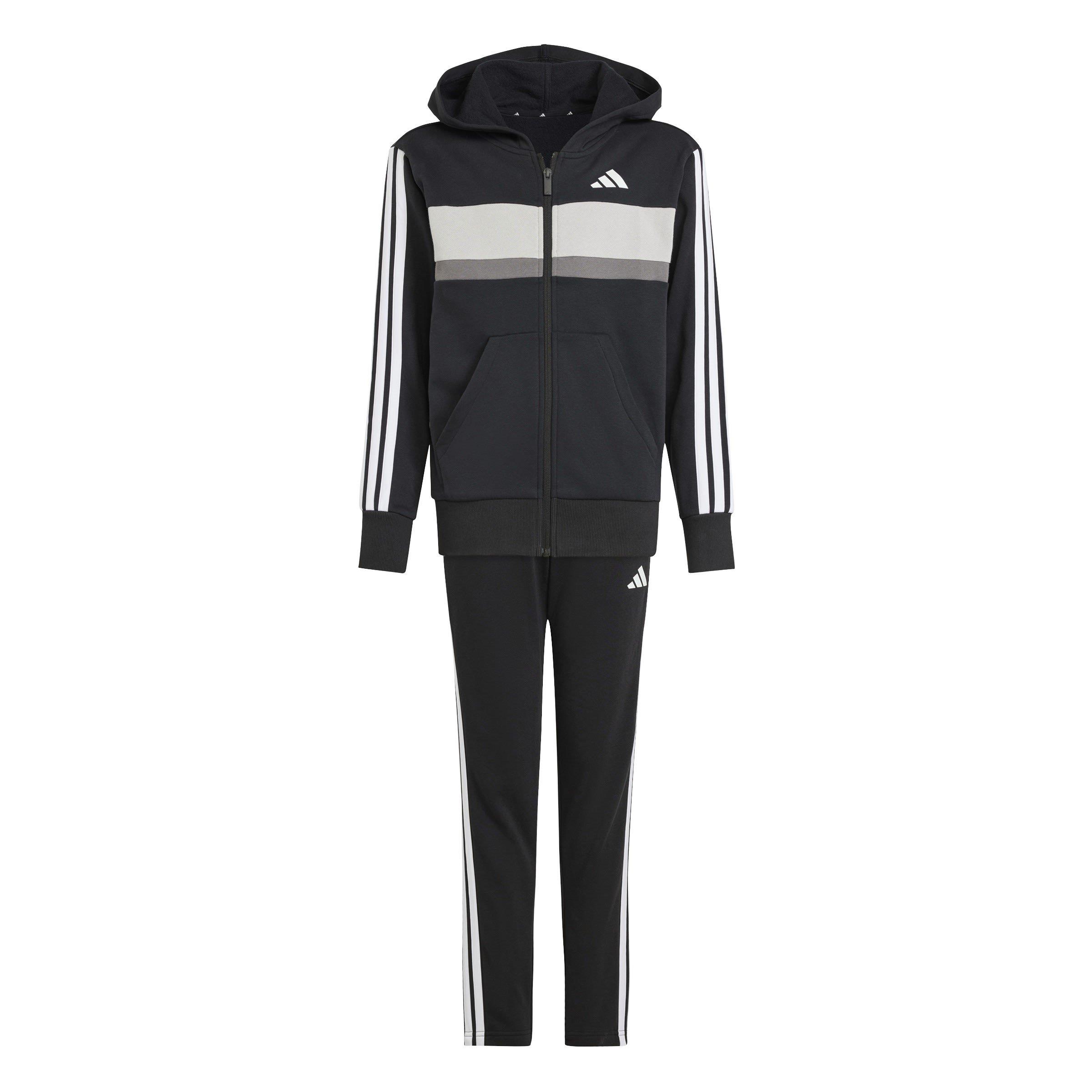 Adidas  Kids 3S Tiberio Fleece Tracksuit Juniors - Black/Grey - 13 Years