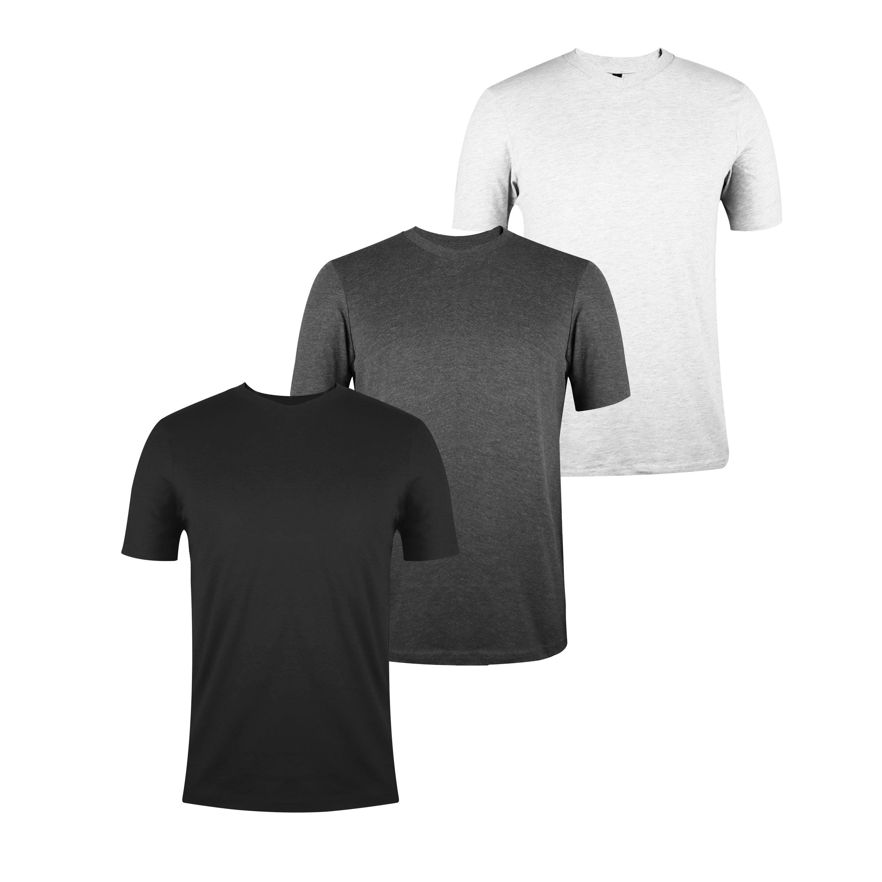Donnay Men's Icem/Greym/Chrm Three Pack V Neck T Shirt