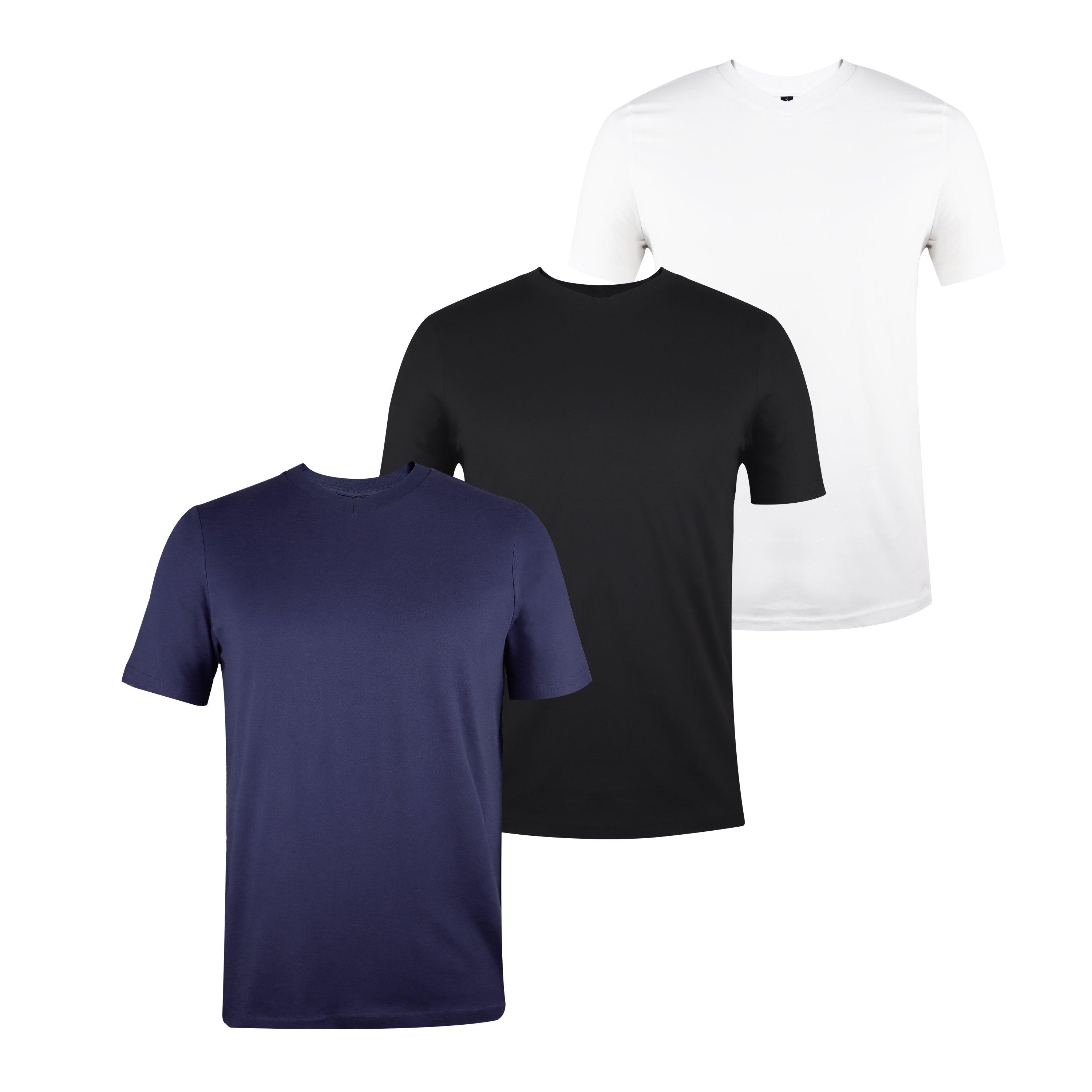 Donnay Men's Three Pack V Neck T Shirt - White/Blck/Grey - M