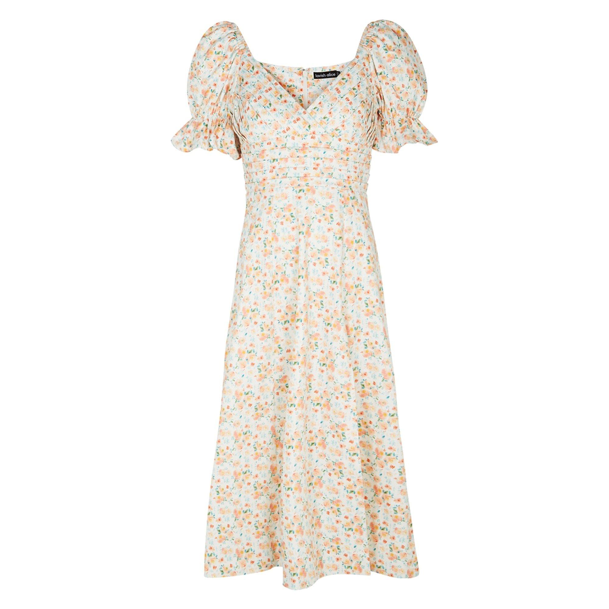 WHITE AND OTHER - Lavish Alice - MD PUFF SLV PLEAT DETAIL DRESS - 1