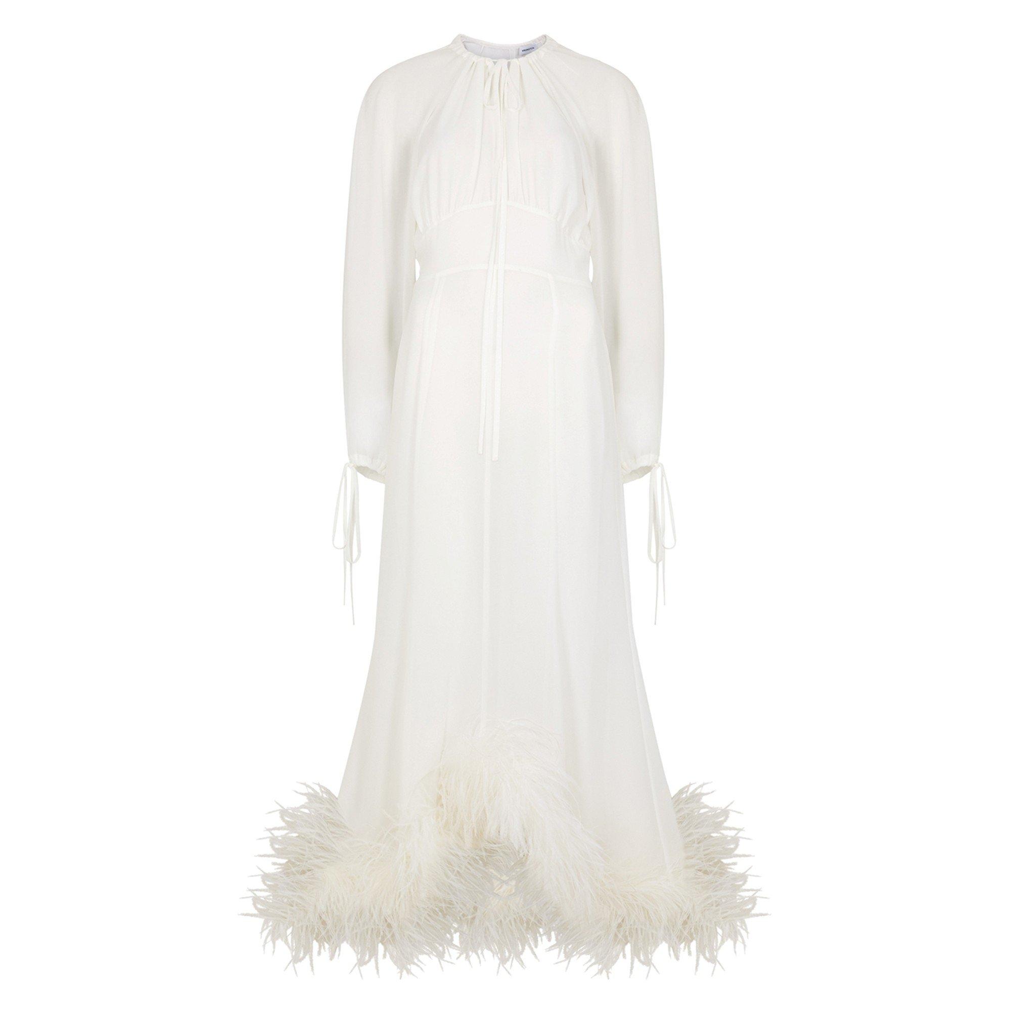 WHITE - 16Arlington - LD DAVIES MIDI FEATHER HEM DRS - 1