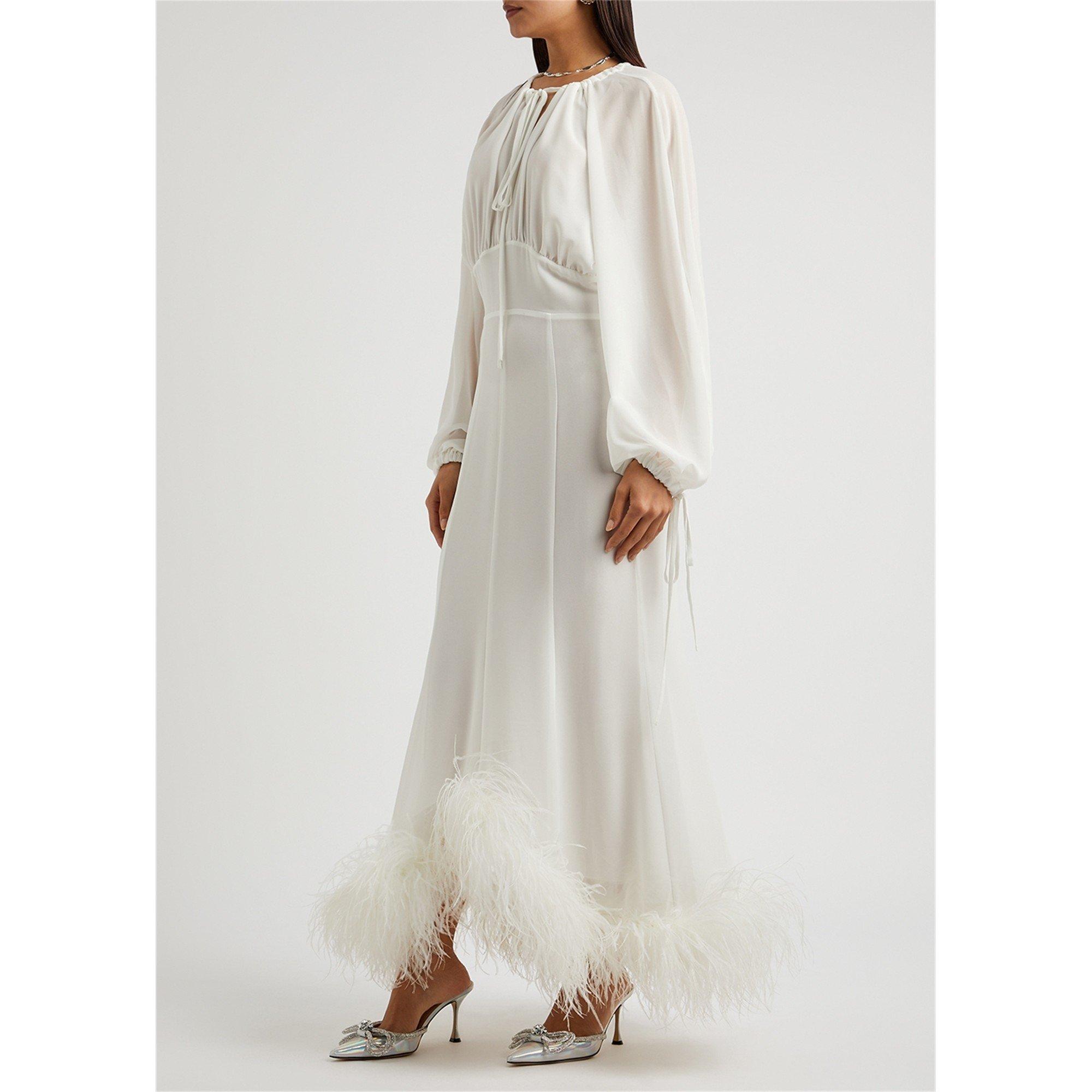 WHITE - 16Arlington - LD DAVIES MIDI FEATHER HEM DRS - 2