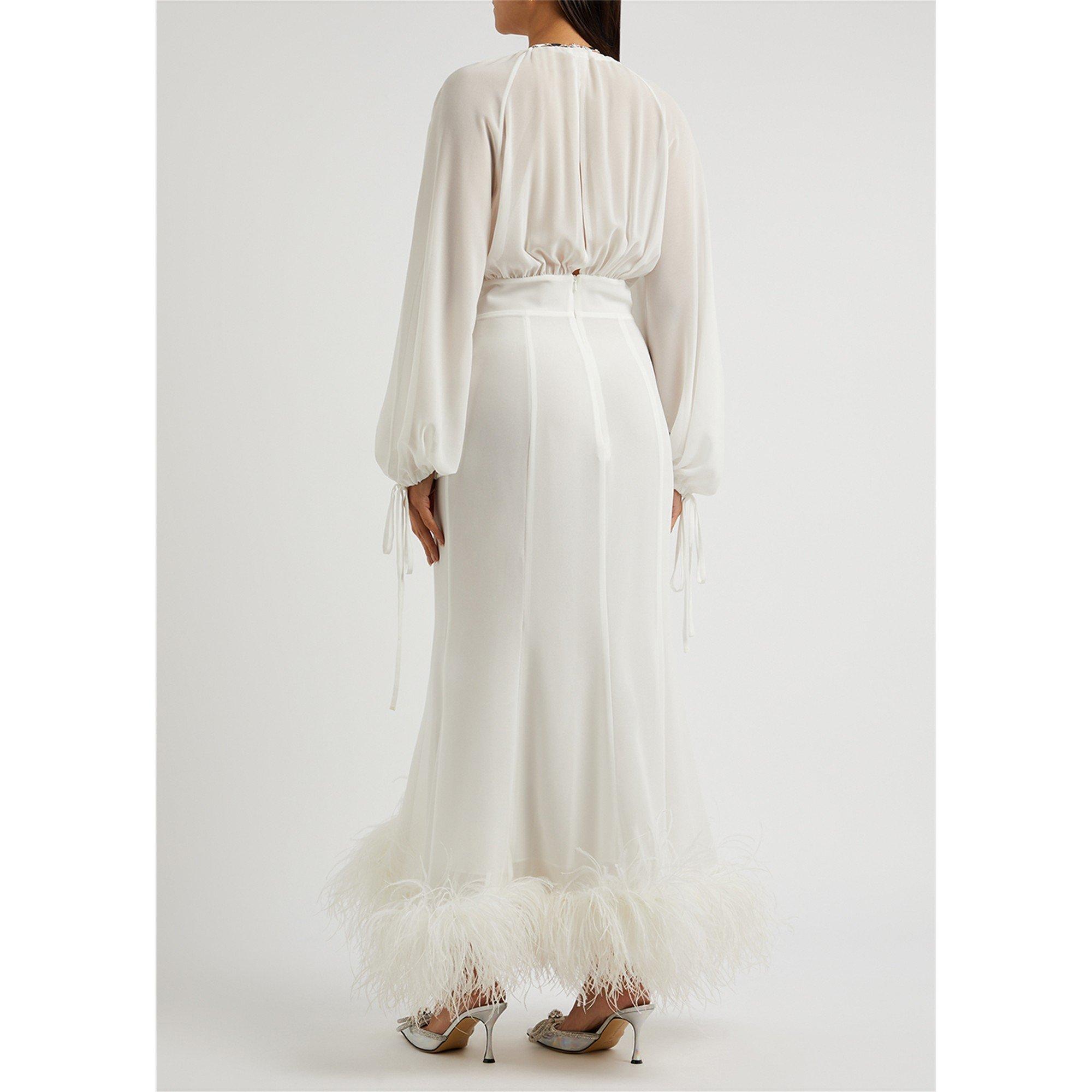 WHITE - 16Arlington - LD DAVIES MIDI FEATHER HEM DRS - 3