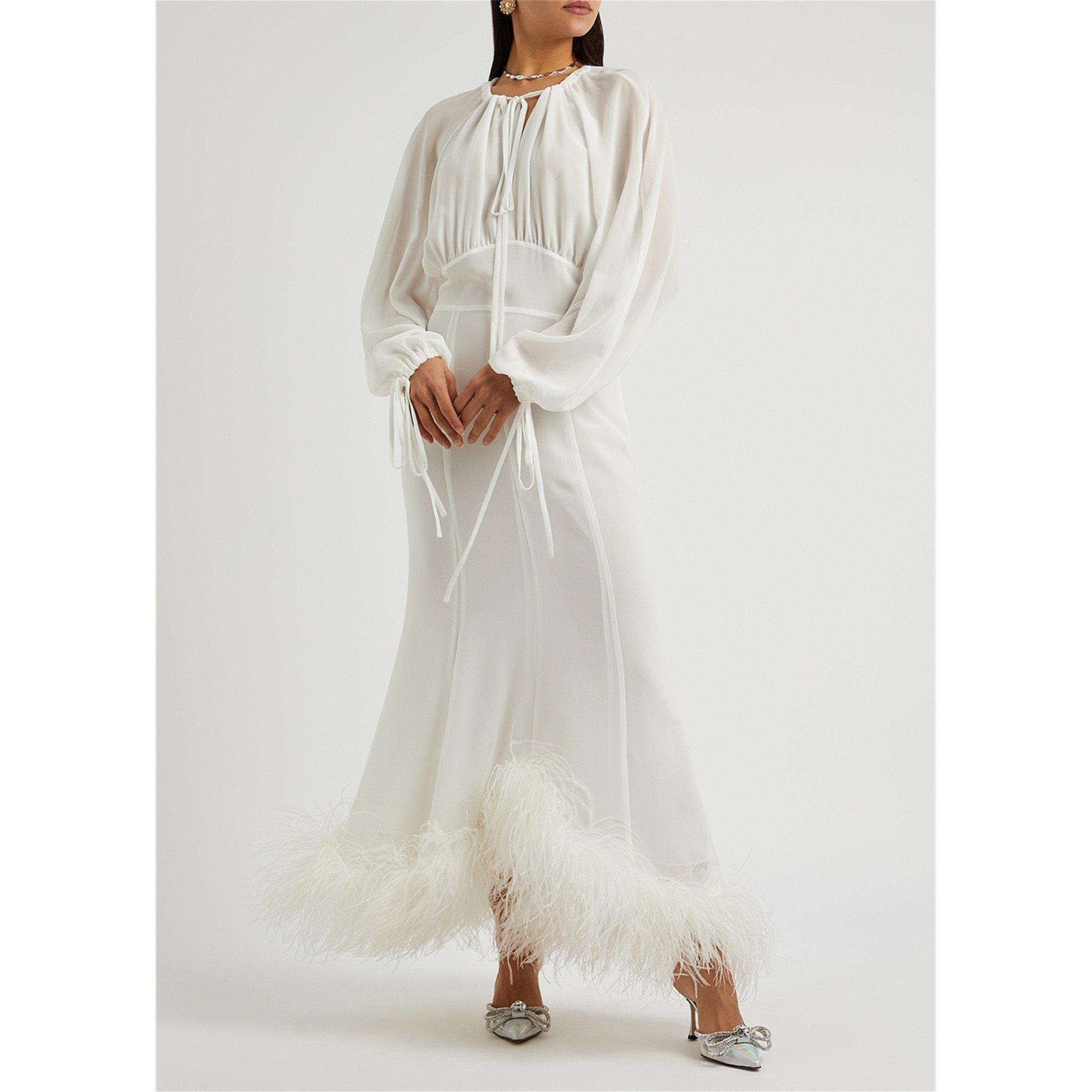 WHITE - 16Arlington - LD DAVIES MIDI FEATHER HEM DRS - 5