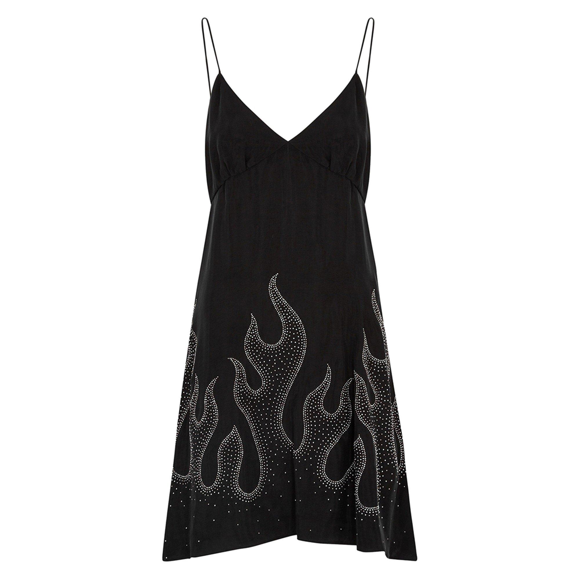 BLACK AND WHITE - Palm Angels - STUDDED BURNING LITTLE DRESS - 1