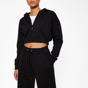 I Saw It First ISAWITFIRST Zip Through Cropped Hoodie