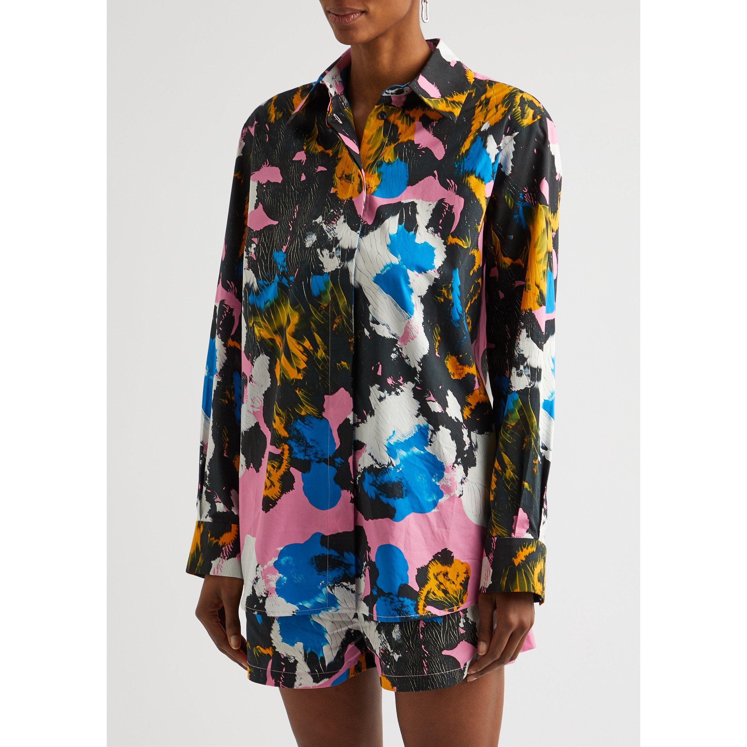 MULTICOLOURED - Christopher Kane - Women's Mindscape Camo Oversized-Fit Cotton Long-Sleeve Shirt - 2