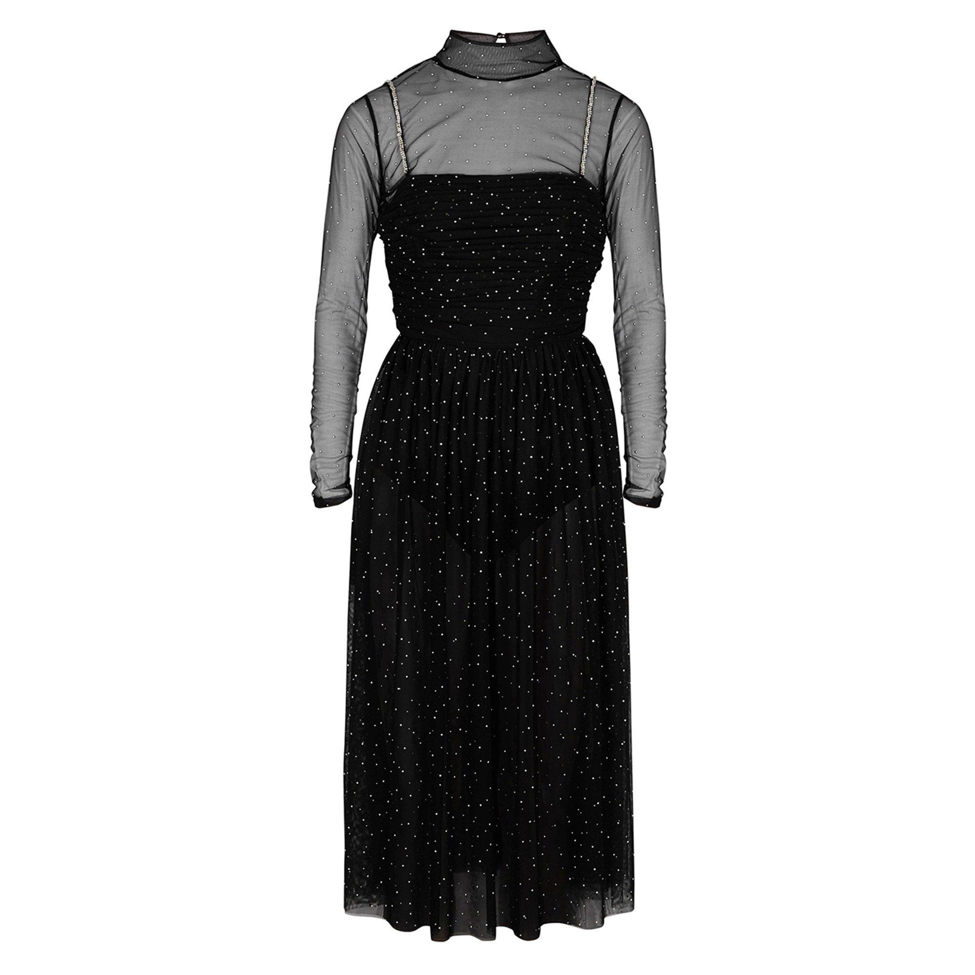 BLACK - Rebecca Vallance - LD LS ALYSSA SHEER MIDI DRESS - 1