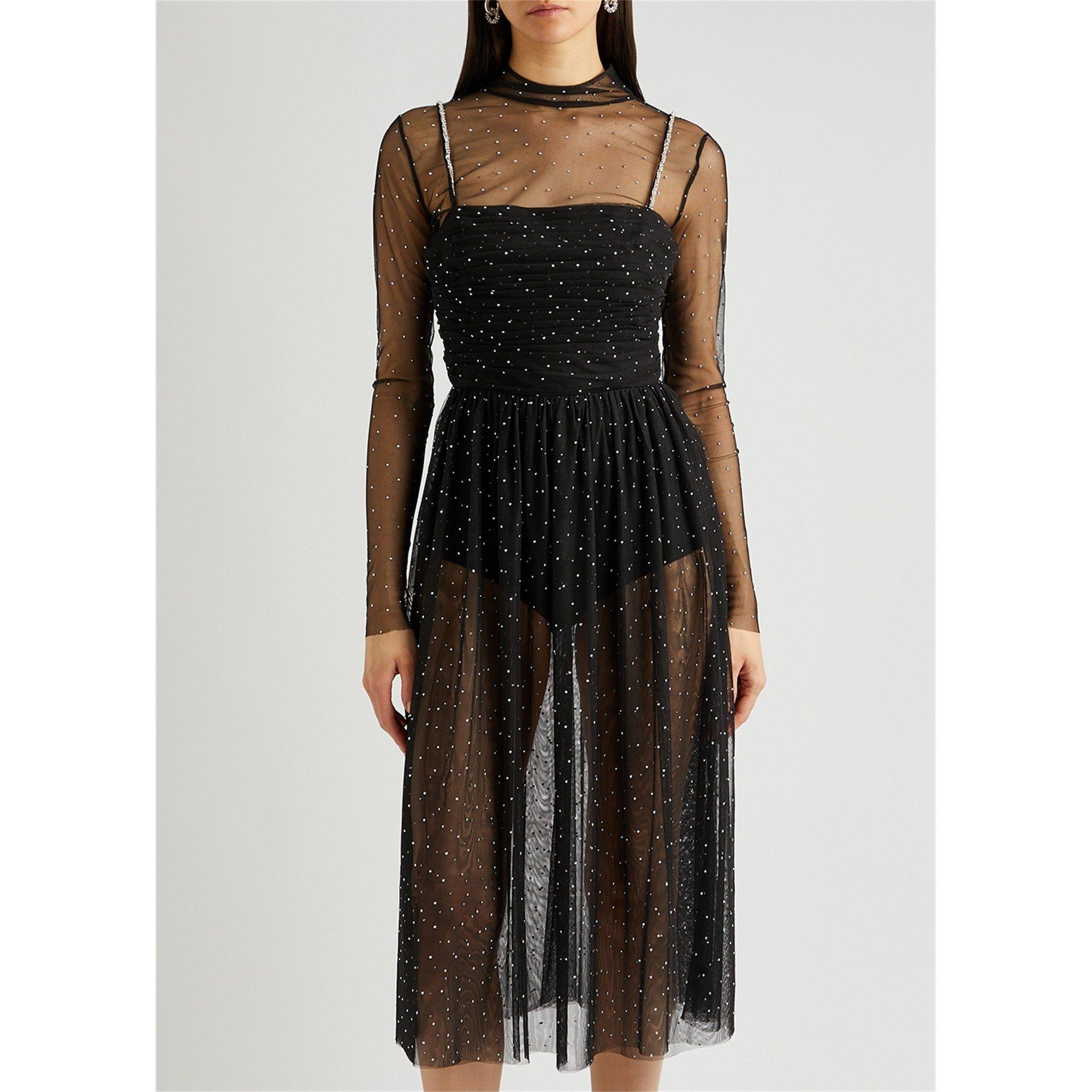 BLACK - Rebecca Vallance - LD LS ALYSSA SHEER MIDI DRESS - 2