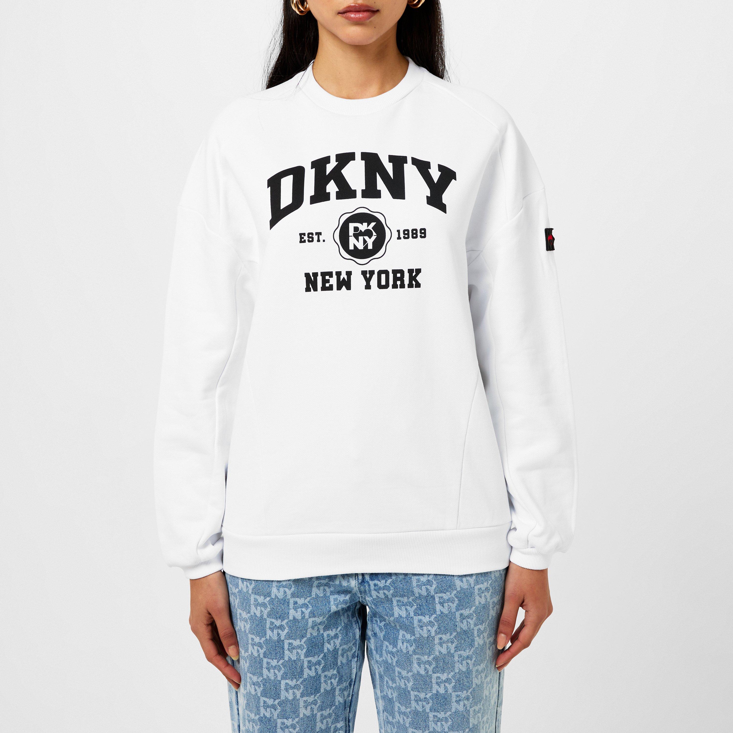 White - DKNY - Varsity Crewneck Sweater - 1