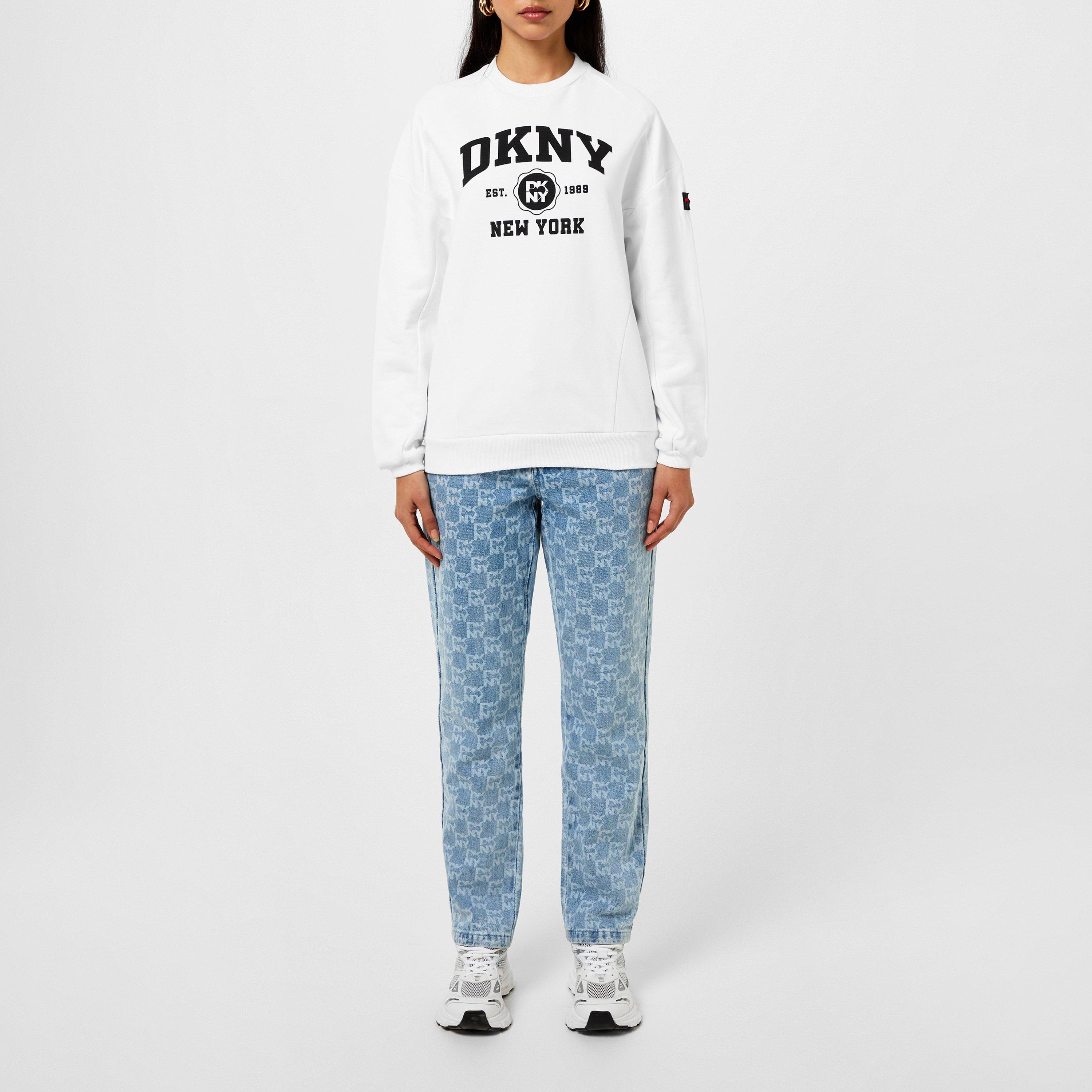 White - DKNY - Varsity Crewneck Sweater - 4