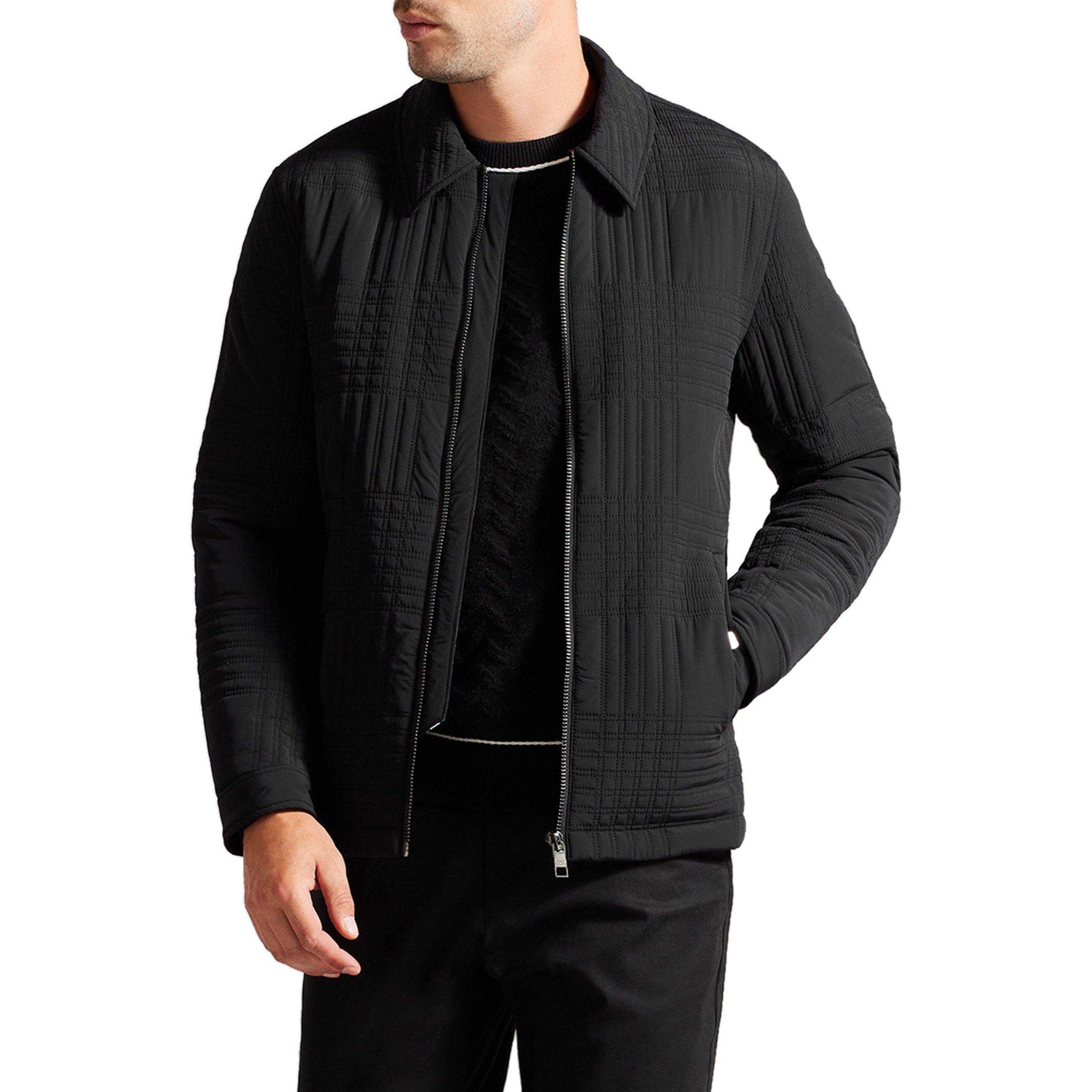 Black - Ted Baker - Men's Ribbed Trim Tailored Fit Harrington Jacket - 2