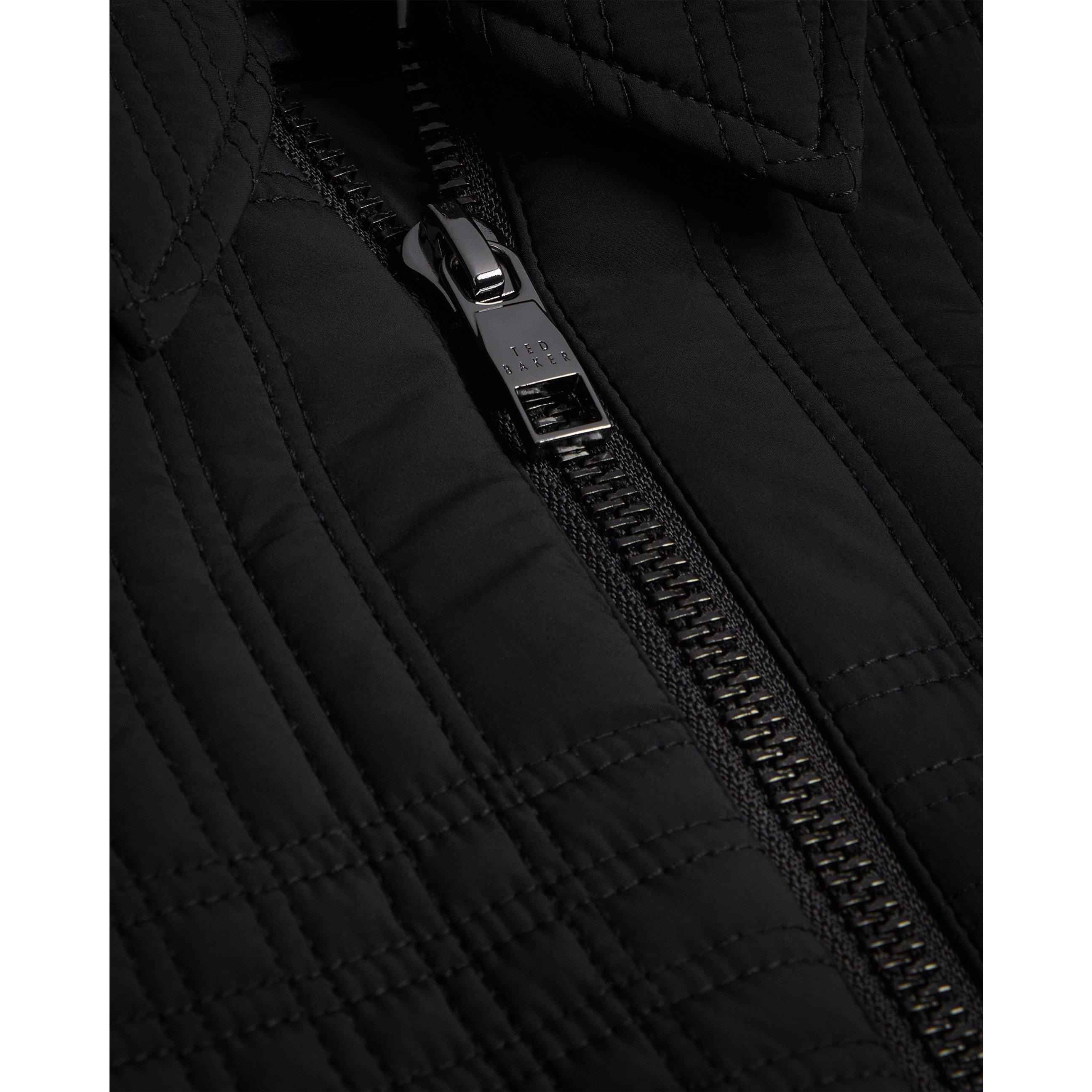 Black - Ted Baker - Men's Ribbed Trim Tailored Fit Harrington Jacket - 4