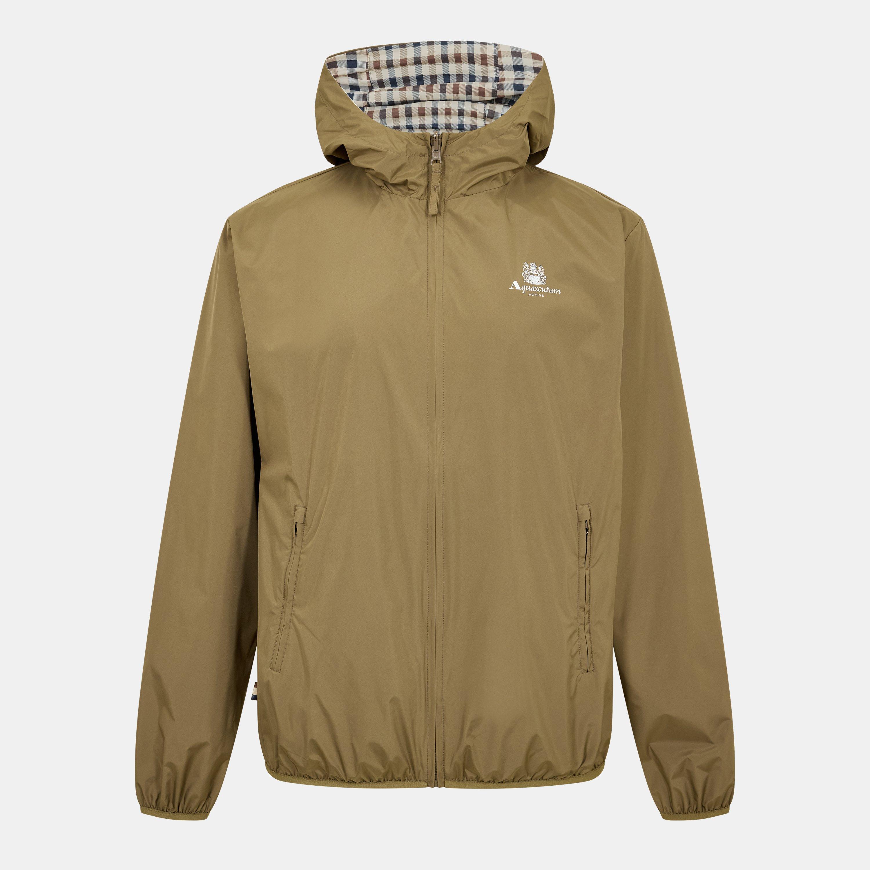 Aquascutum Active Men's Reversible Check Hooded Long Sleeve Rain