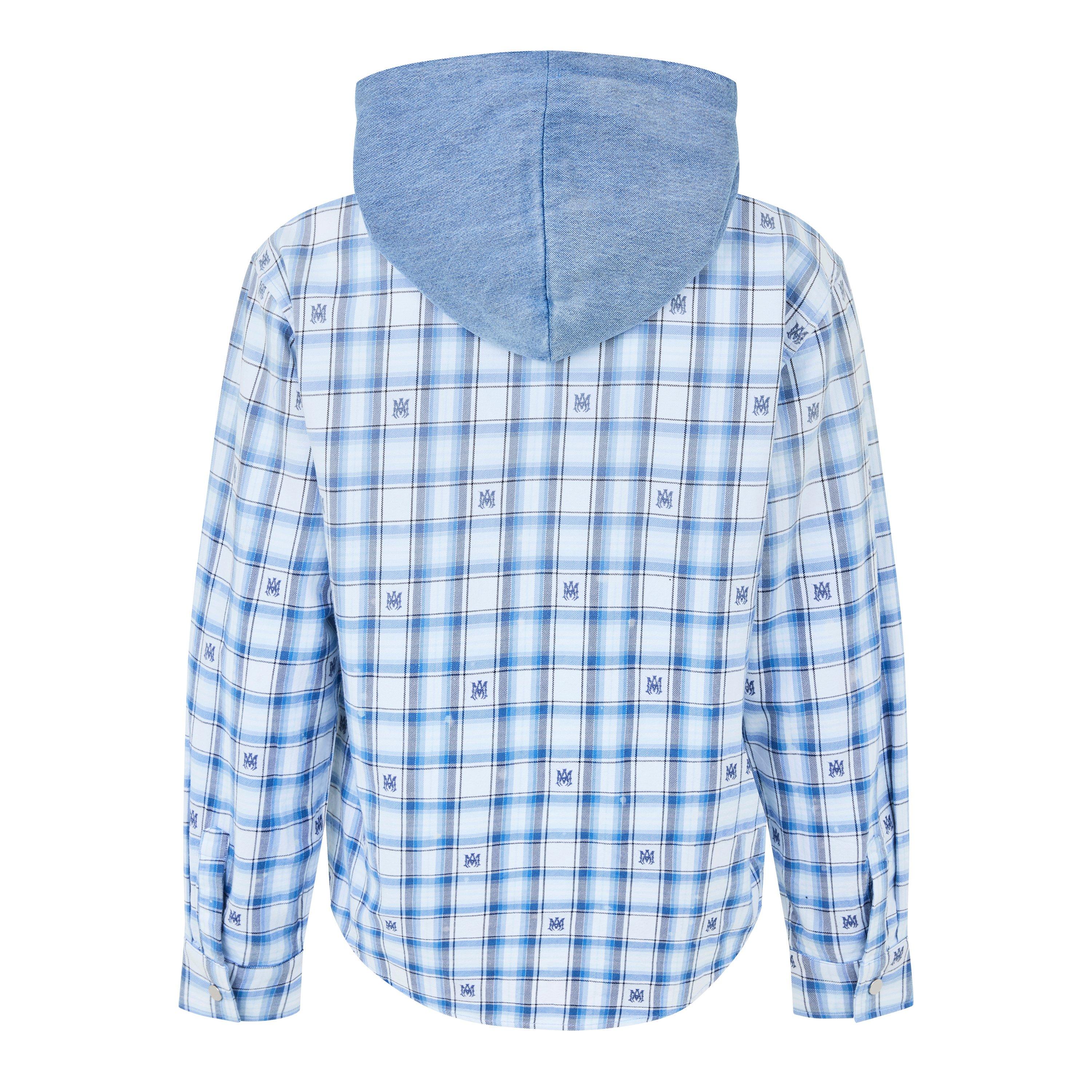 Cerulean - Amiri - Men's Cotton Long Sleeve Hooded Overshirt - 8