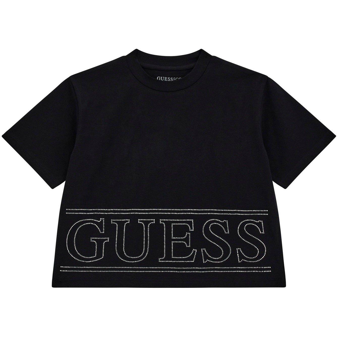 Black A996 JBLK - Guess - Kids' Short-Sleeve Crop Top - 1