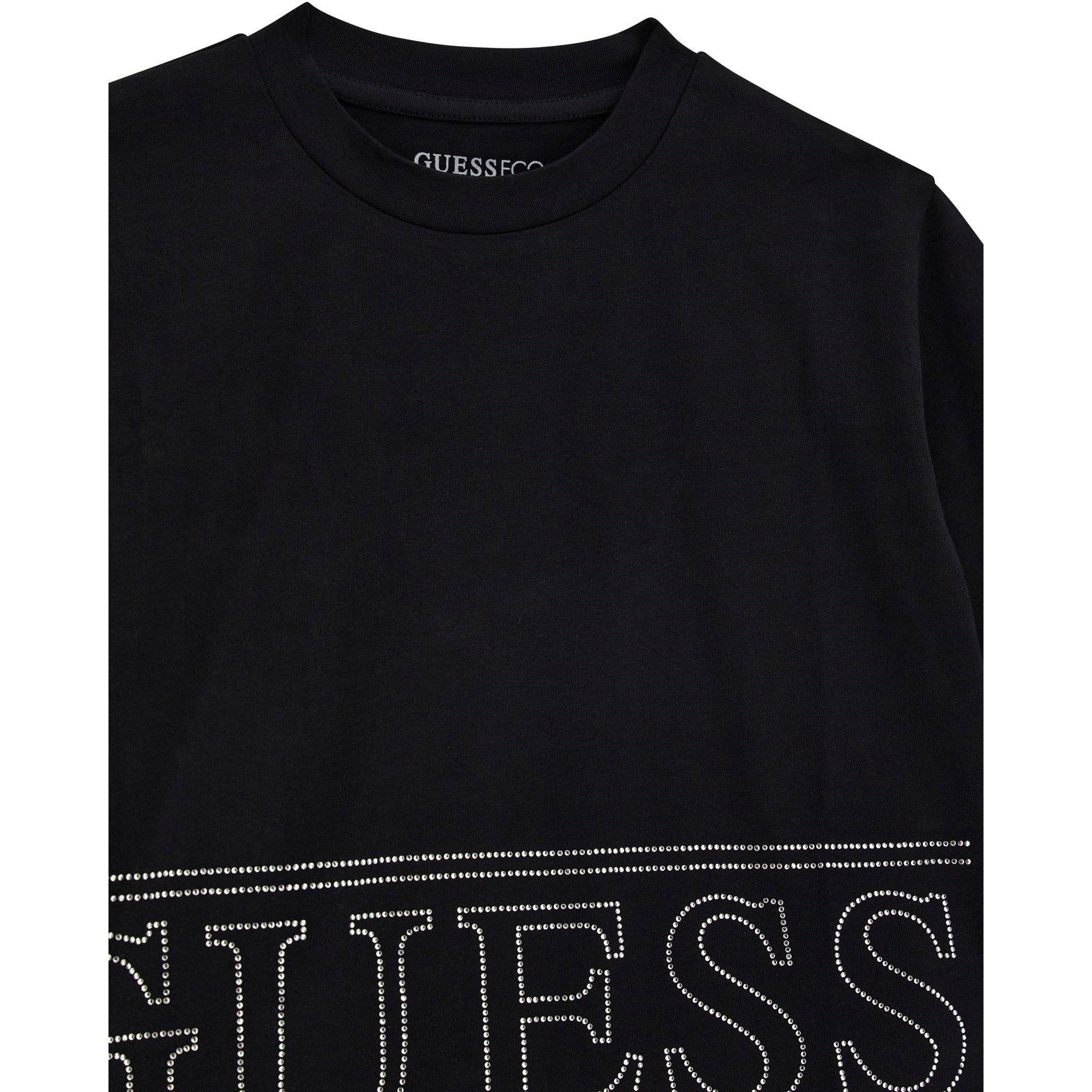Black A996 JBLK - Guess - Kids' Short-Sleeve Crop Top - 3