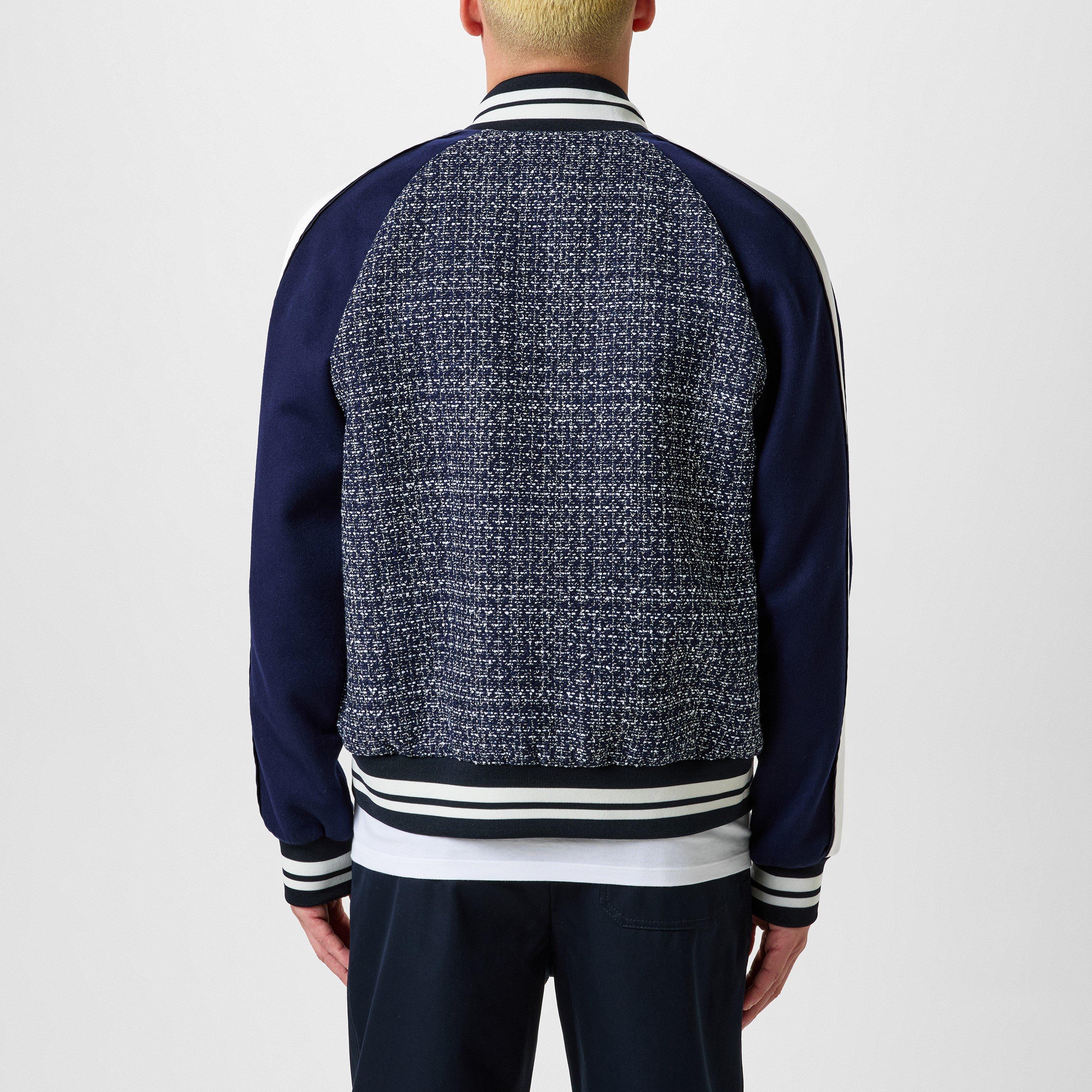 Blue/White - Valentino - Men's VLogo Cotton Wool Long Sleeve Varsity Jacket - 3