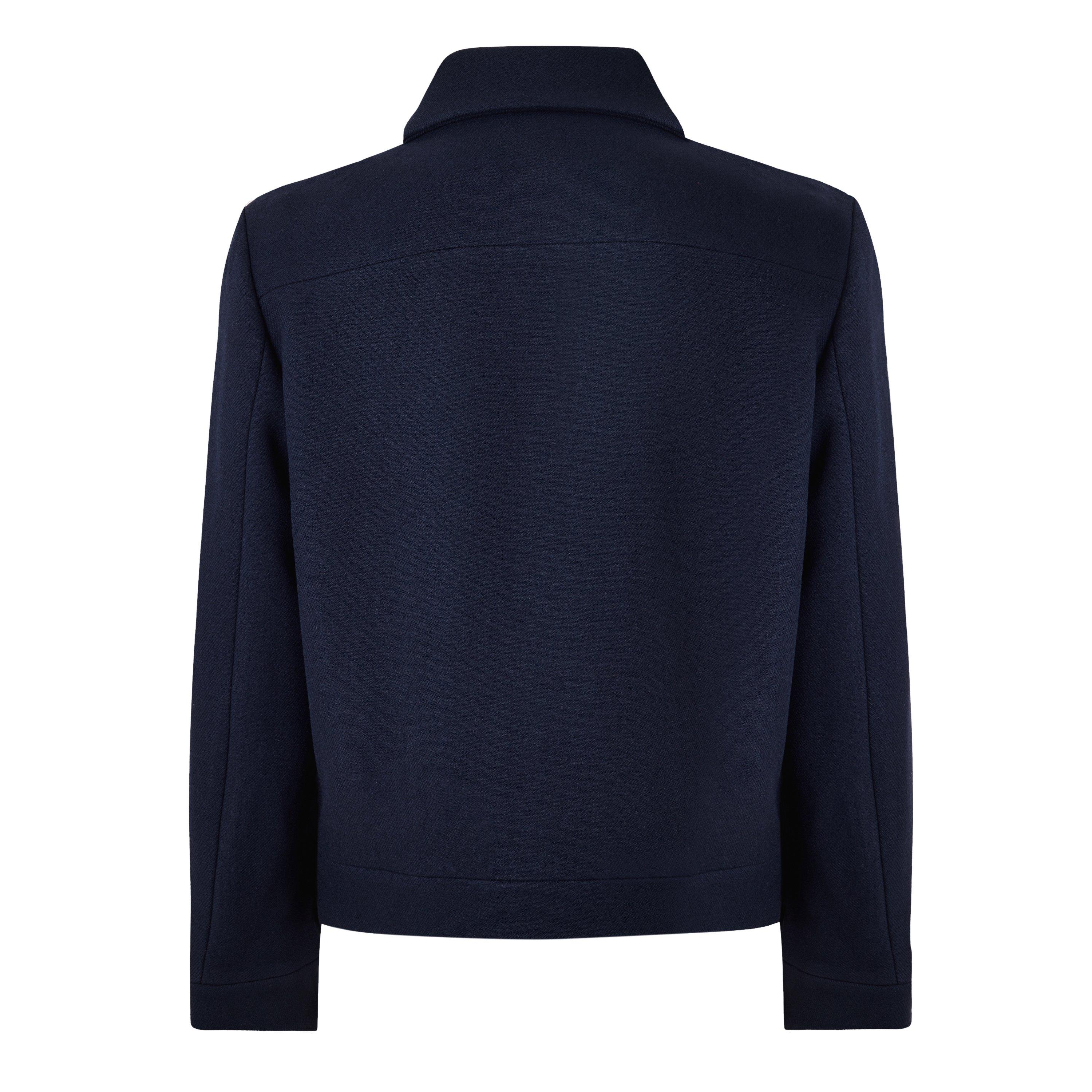 Navy - Valentino - Men's Vlogo Detail Virgin Wool Long Sleeve Zip Overshirt - 6