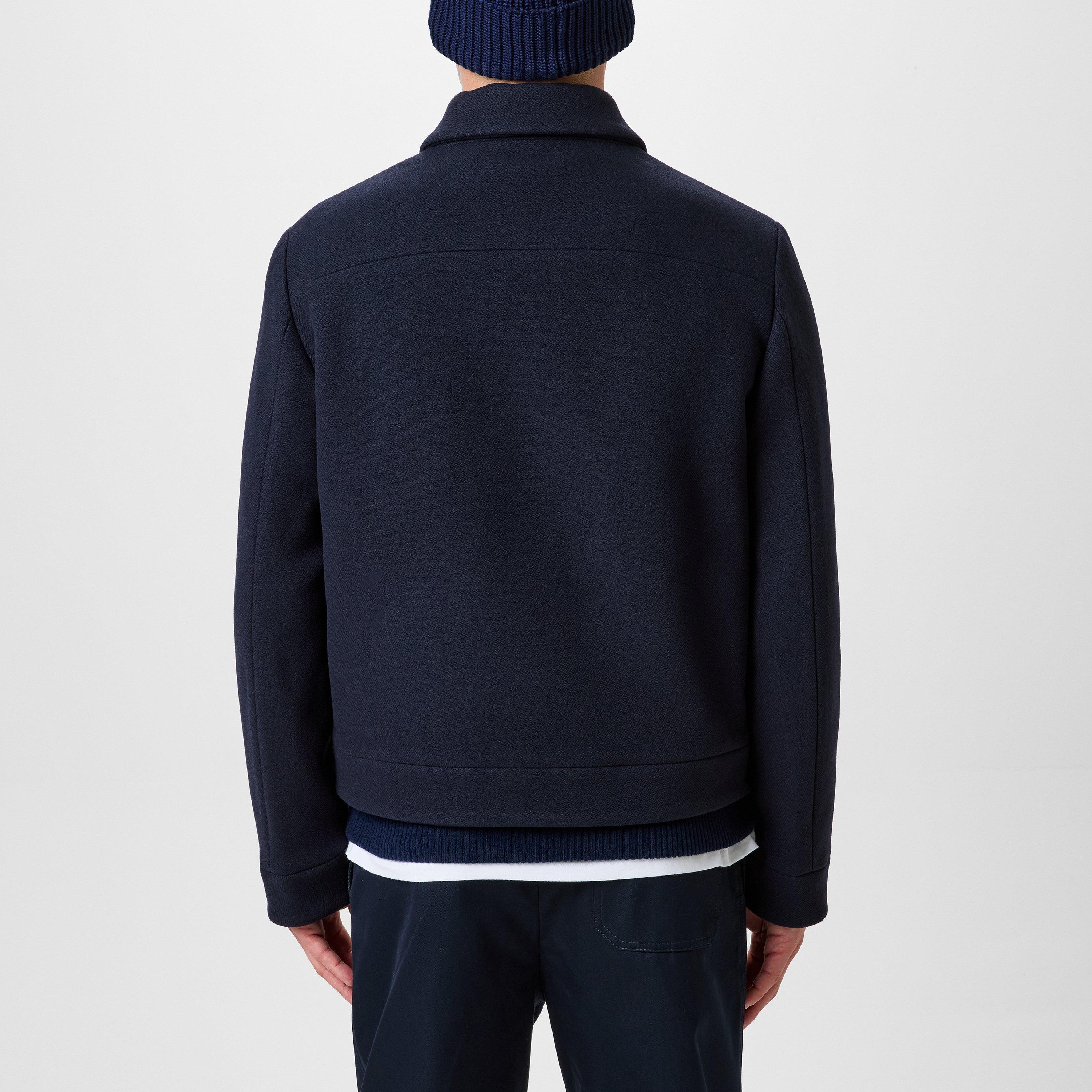 Navy - Valentino - Men's Vlogo Detail Virgin Wool Long Sleeve Zip Overshirt - 3