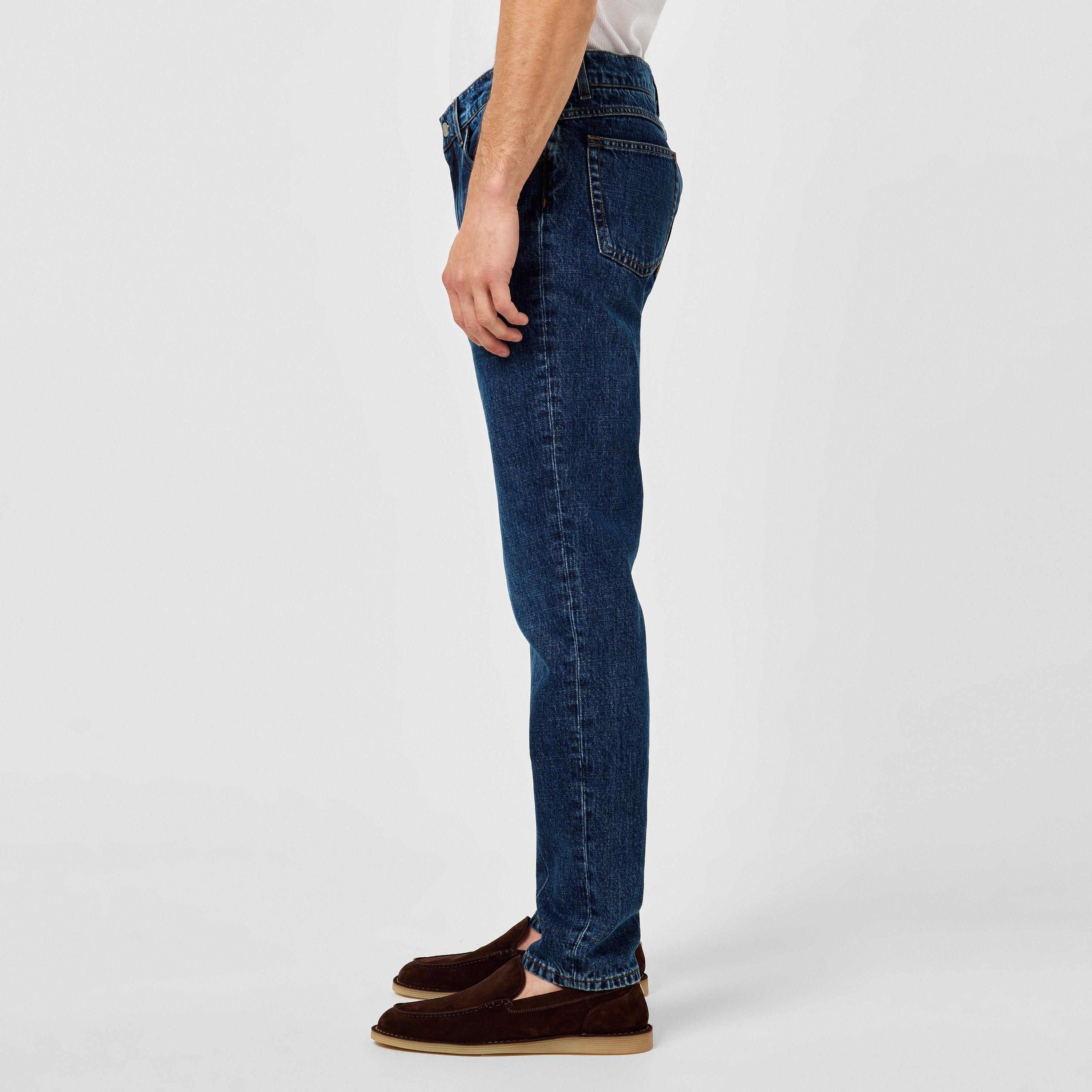 Blue - Dolce and Gabbana - Leather Patch Slim Jeans - 2