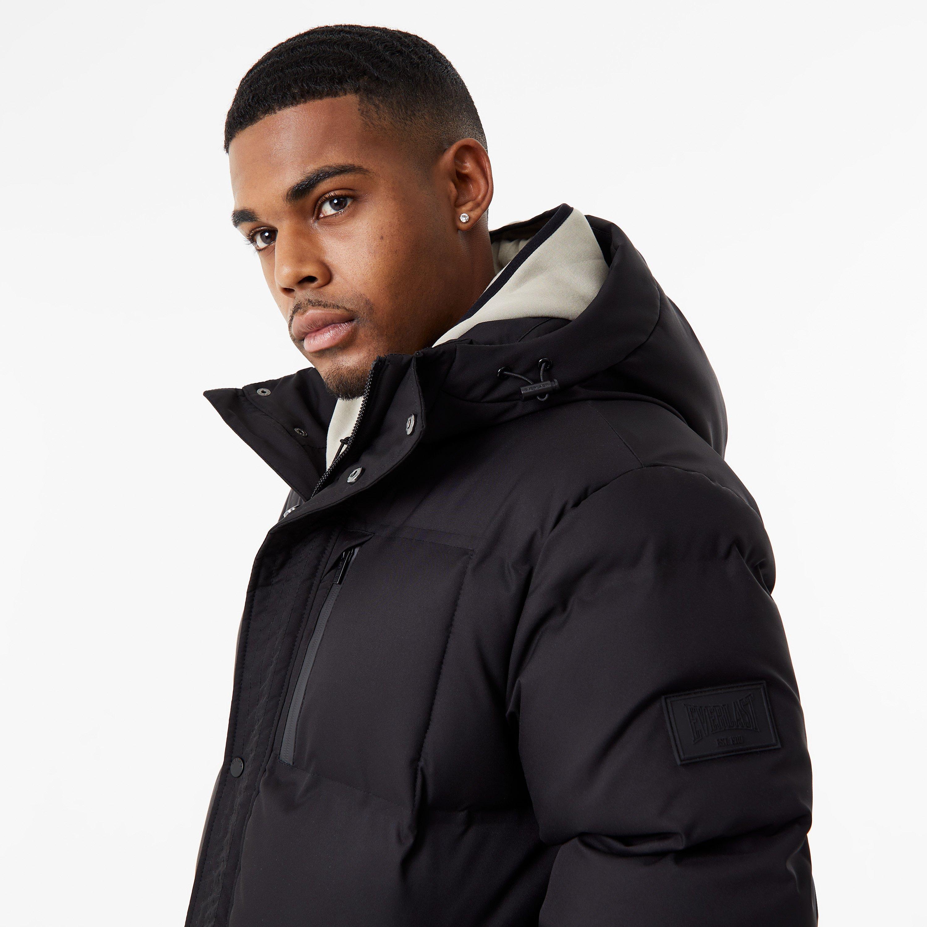 Preto - Everlast - Men's Waterproof Windproof Hooded Long Sleeve Short Puffer Jacket - 3