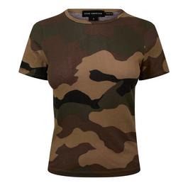 Good American Camouflage Print Slim Fit Cotton Jersey T Shirt