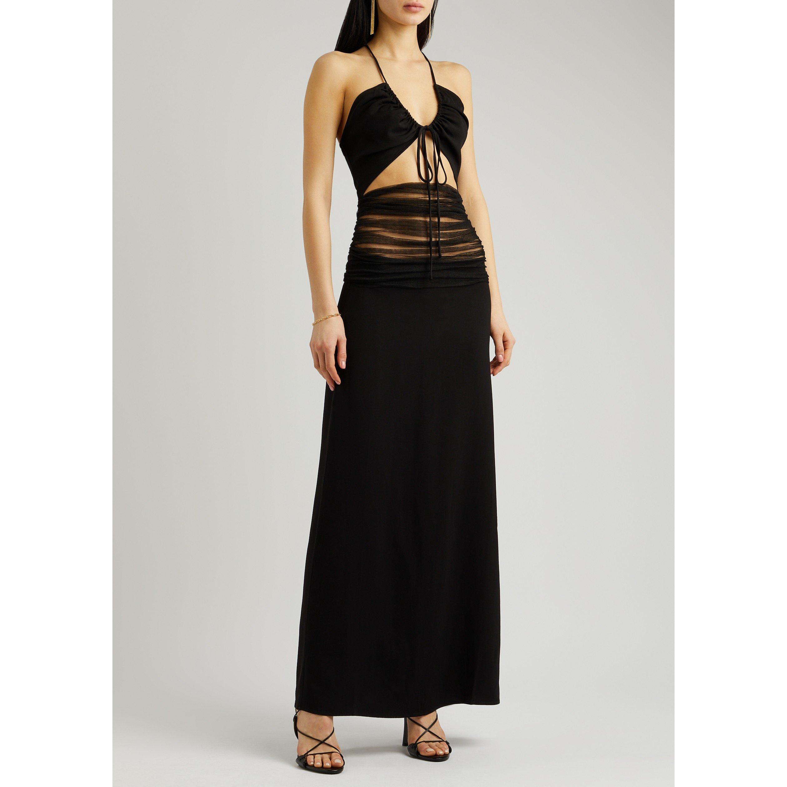 BLACK - Christopher Esber - LD TULLE PANEL HALTER DRESS - 2