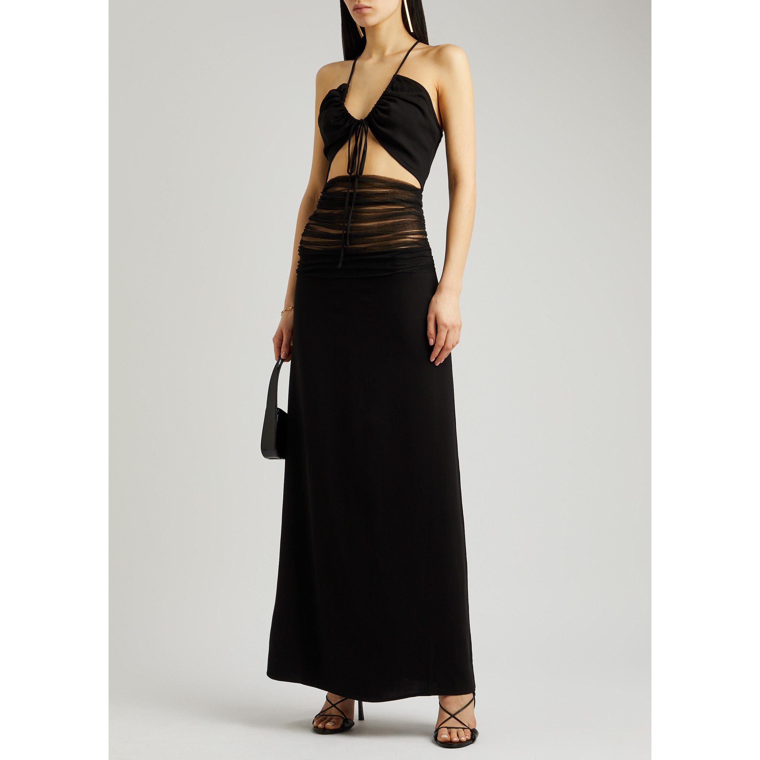 BLACK - Christopher Esber - LD TULLE PANEL HALTER DRESS - 5